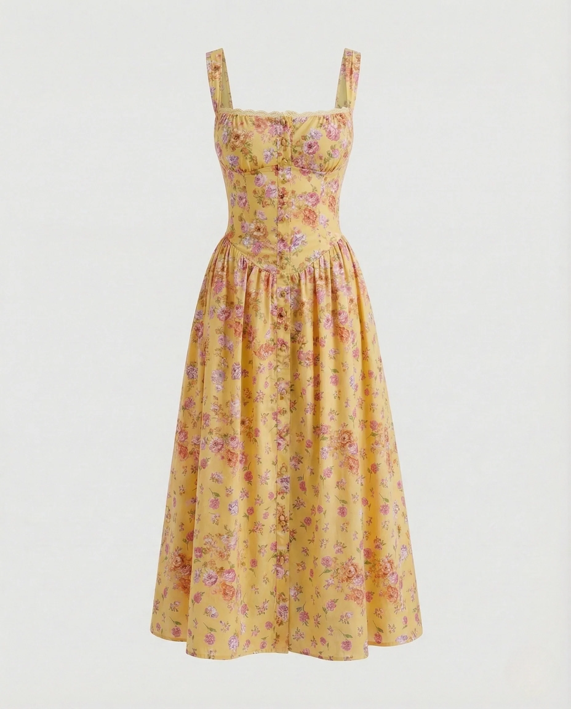 Damen Geblümtes Midikleid mit Empire Taille - Image 6
