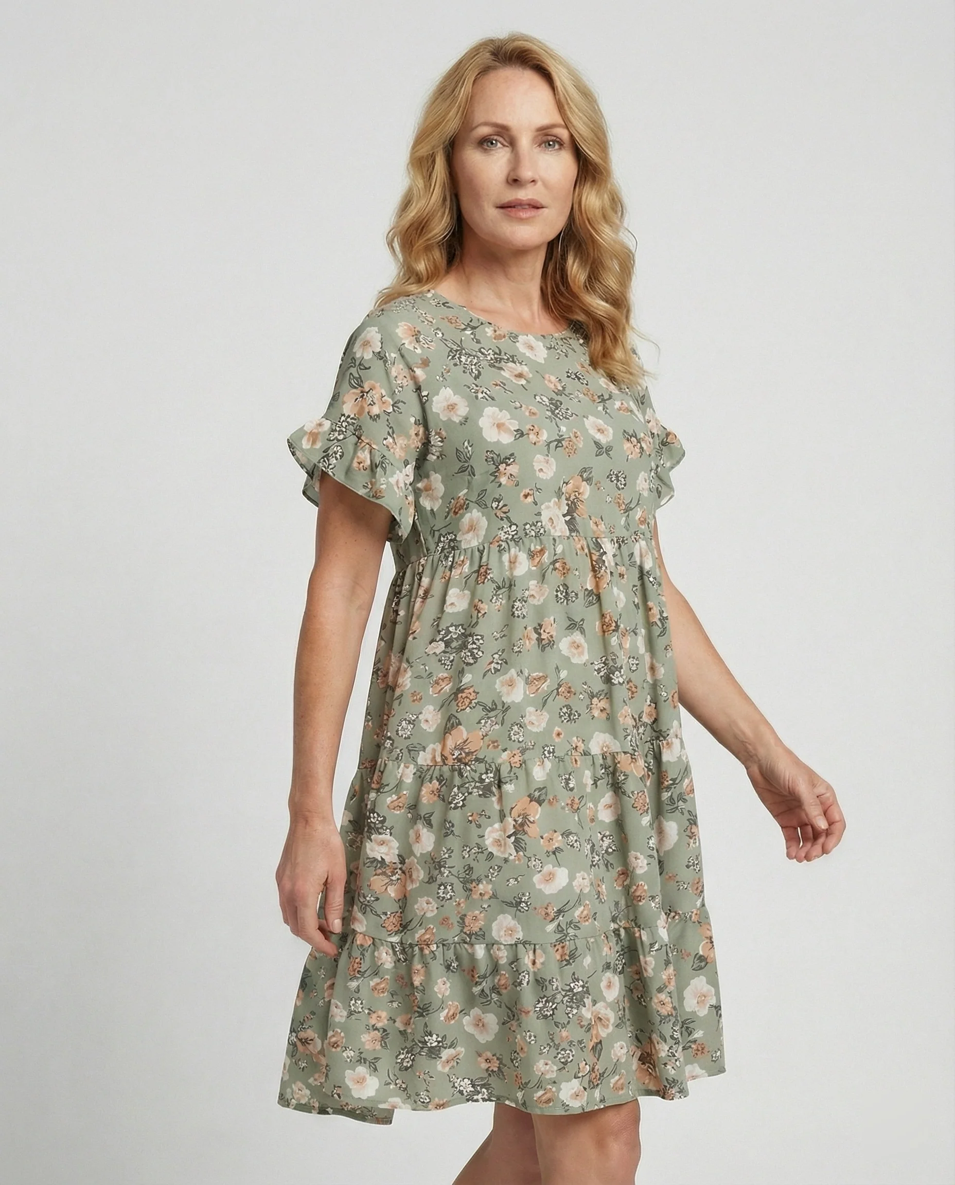 Damen Sommerkleid floral mit Volant