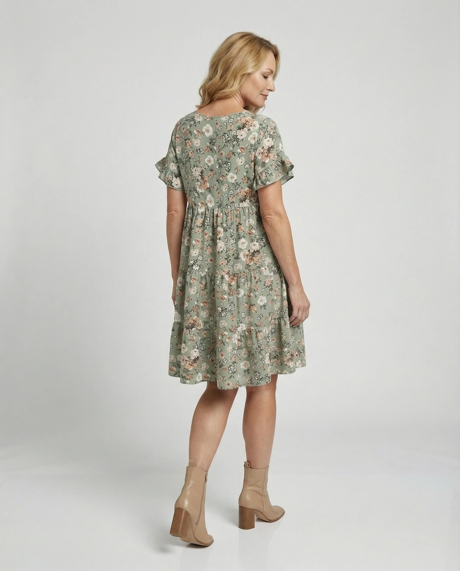 Damen Sommerkleid floral mit Volant - Image 3