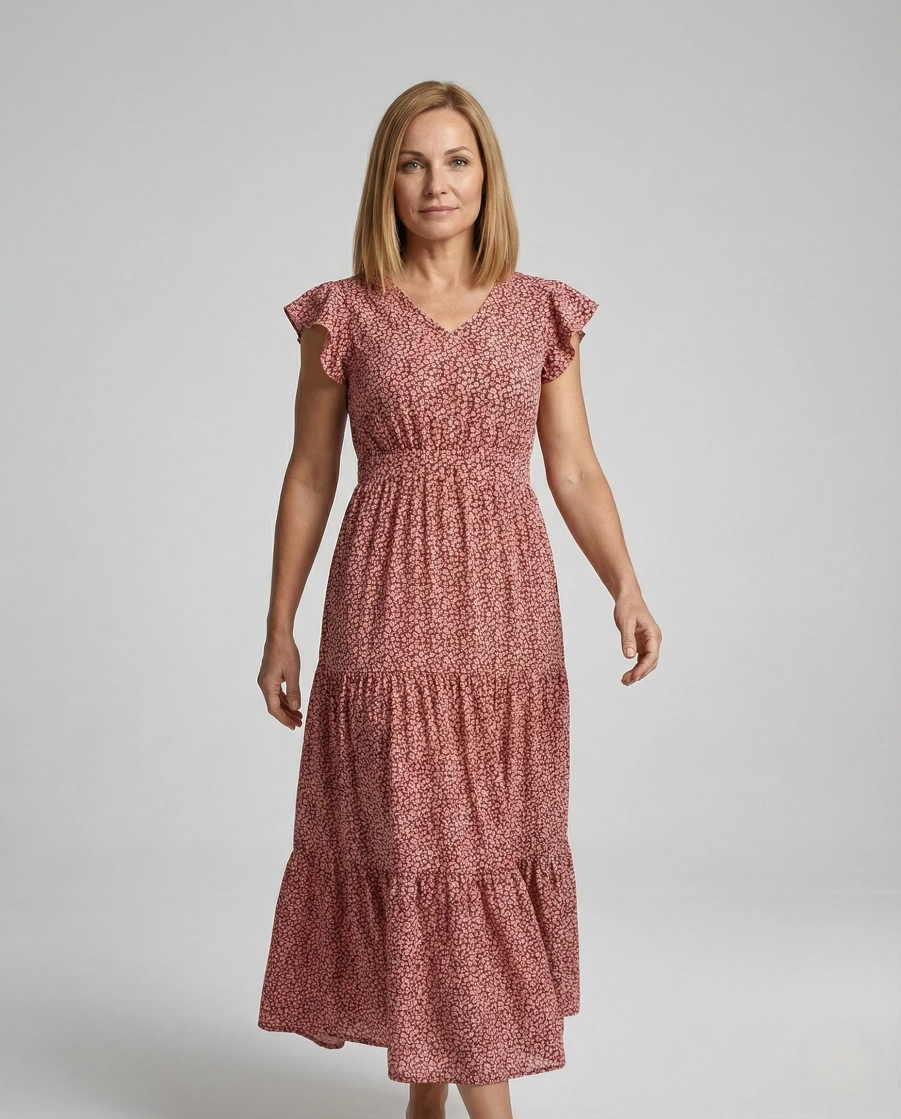 Damen Blumenkleid Maxikleid Stufen - Image 2