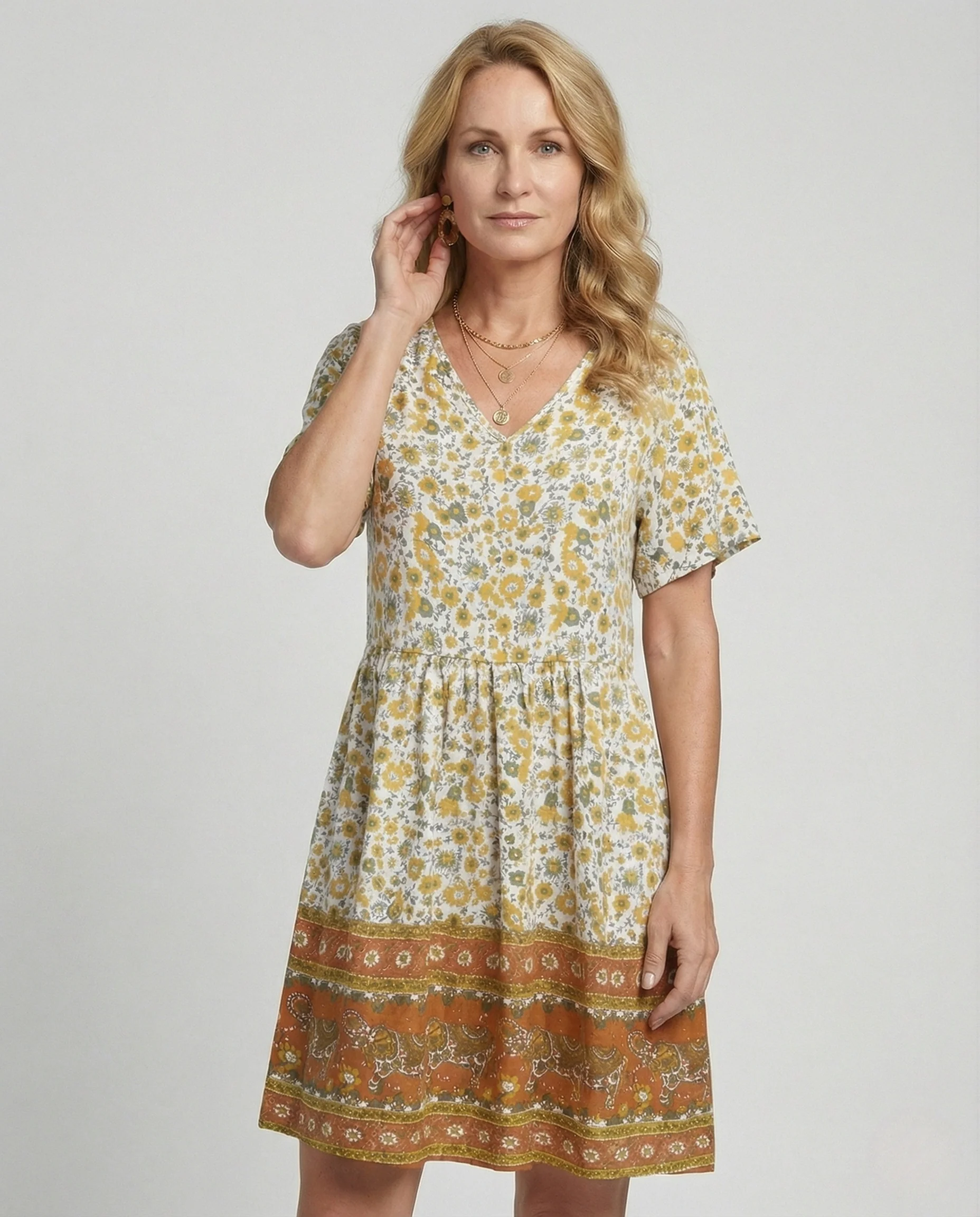 Geblümtes Tunika Kleid Damen - Image 2
