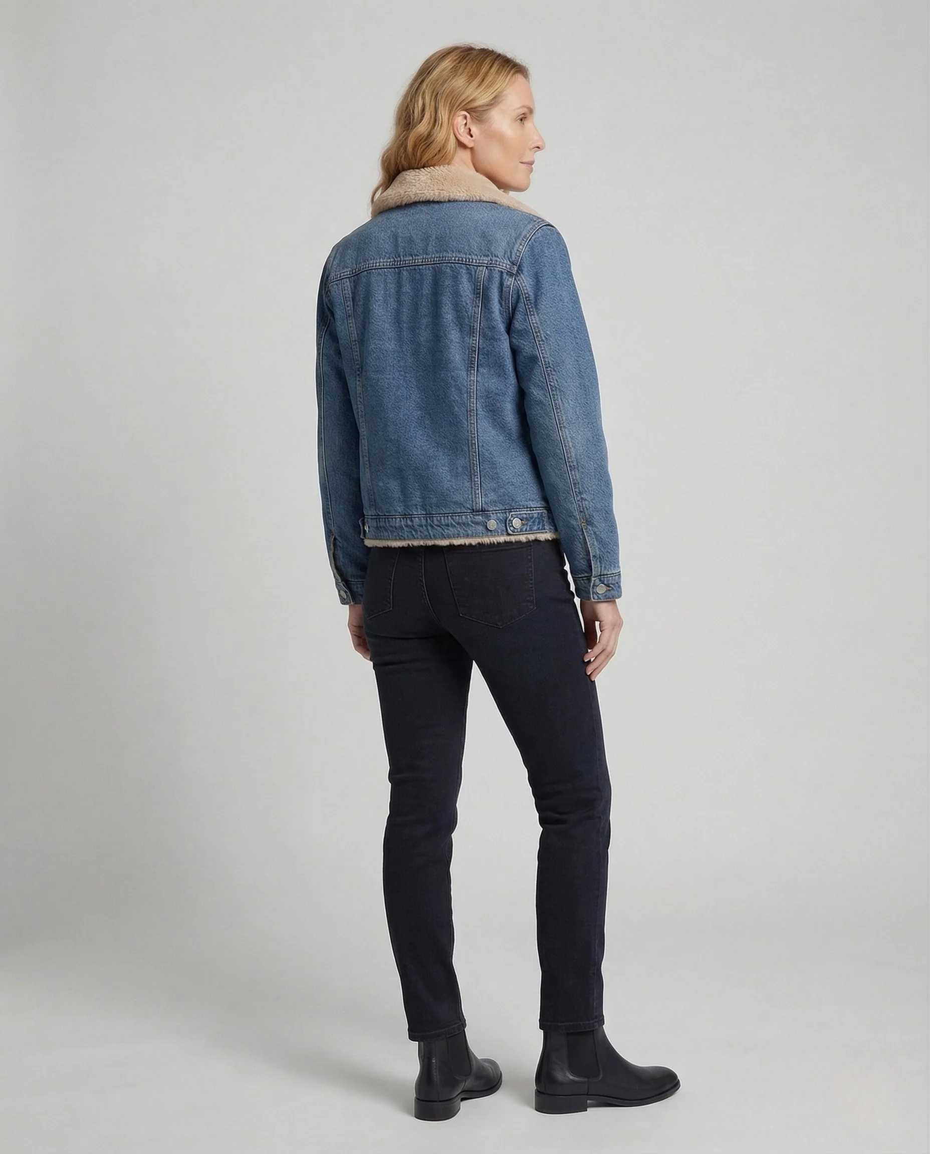 Damen Jeansjacke Teddyfutter - Image 4
