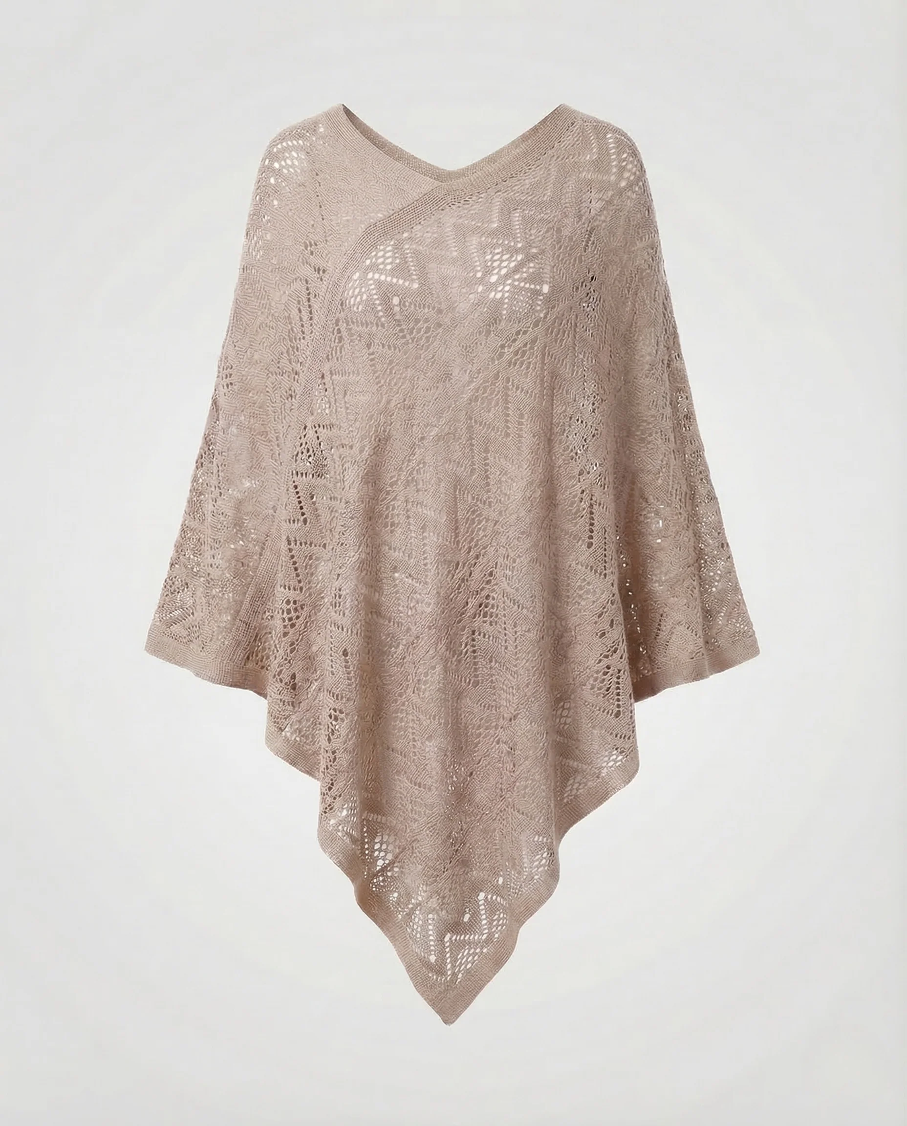 Damen Strickponcho Ajourmuster - Image 12
