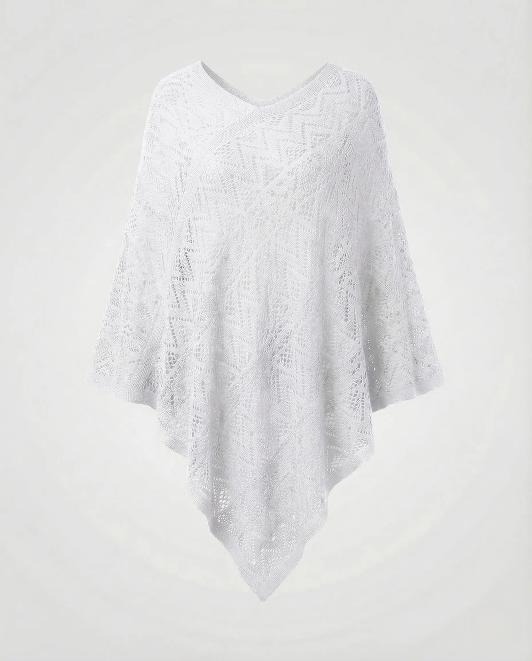 Damen Strickponcho Ajourmuster - Image 6