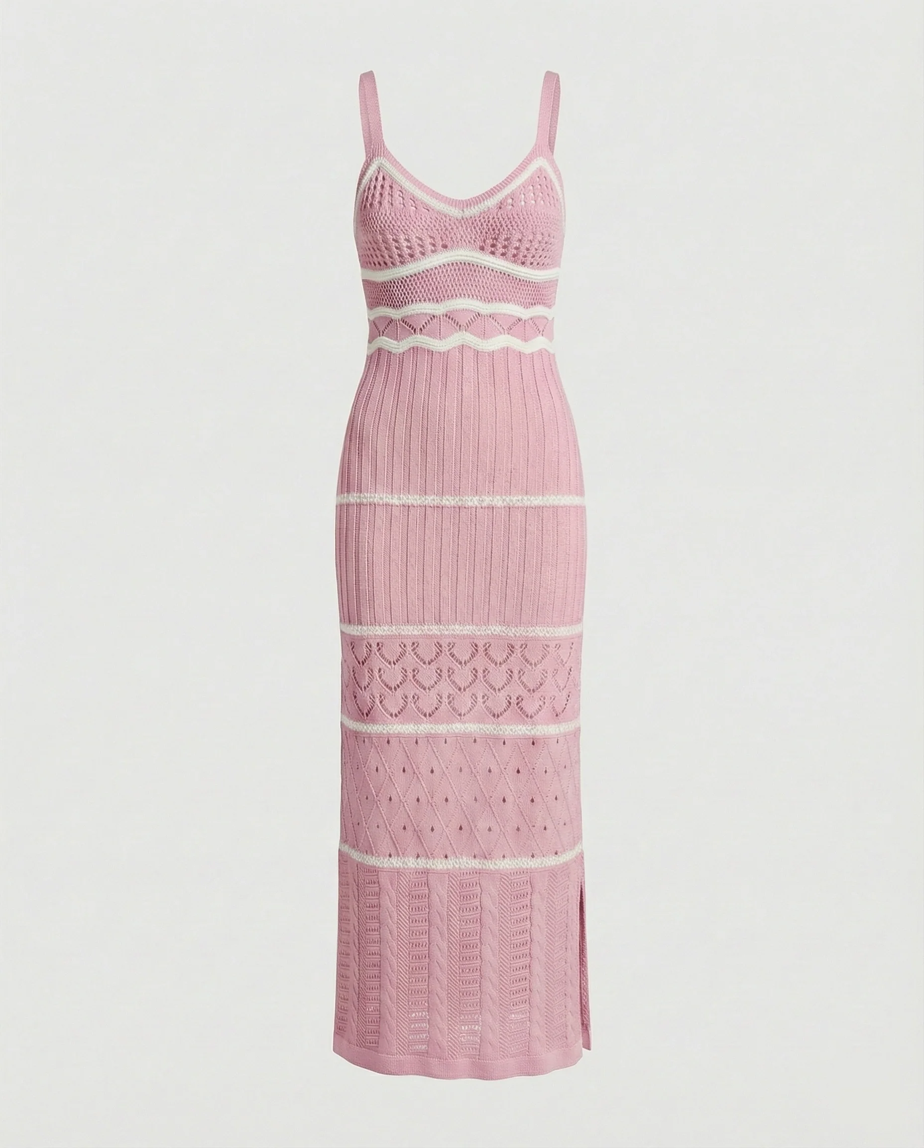 Damen Häkel Maxikleid mit Schlitz - Image 3