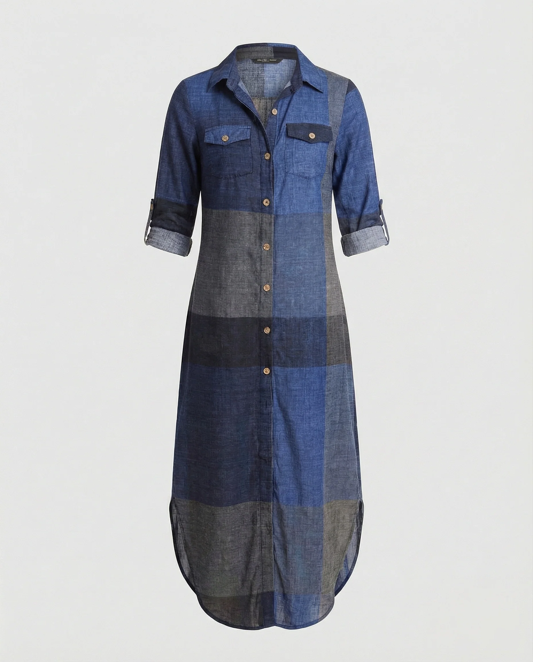 Freizeitkleid Damen Hemdblusenkleid Schlitz - Image 13