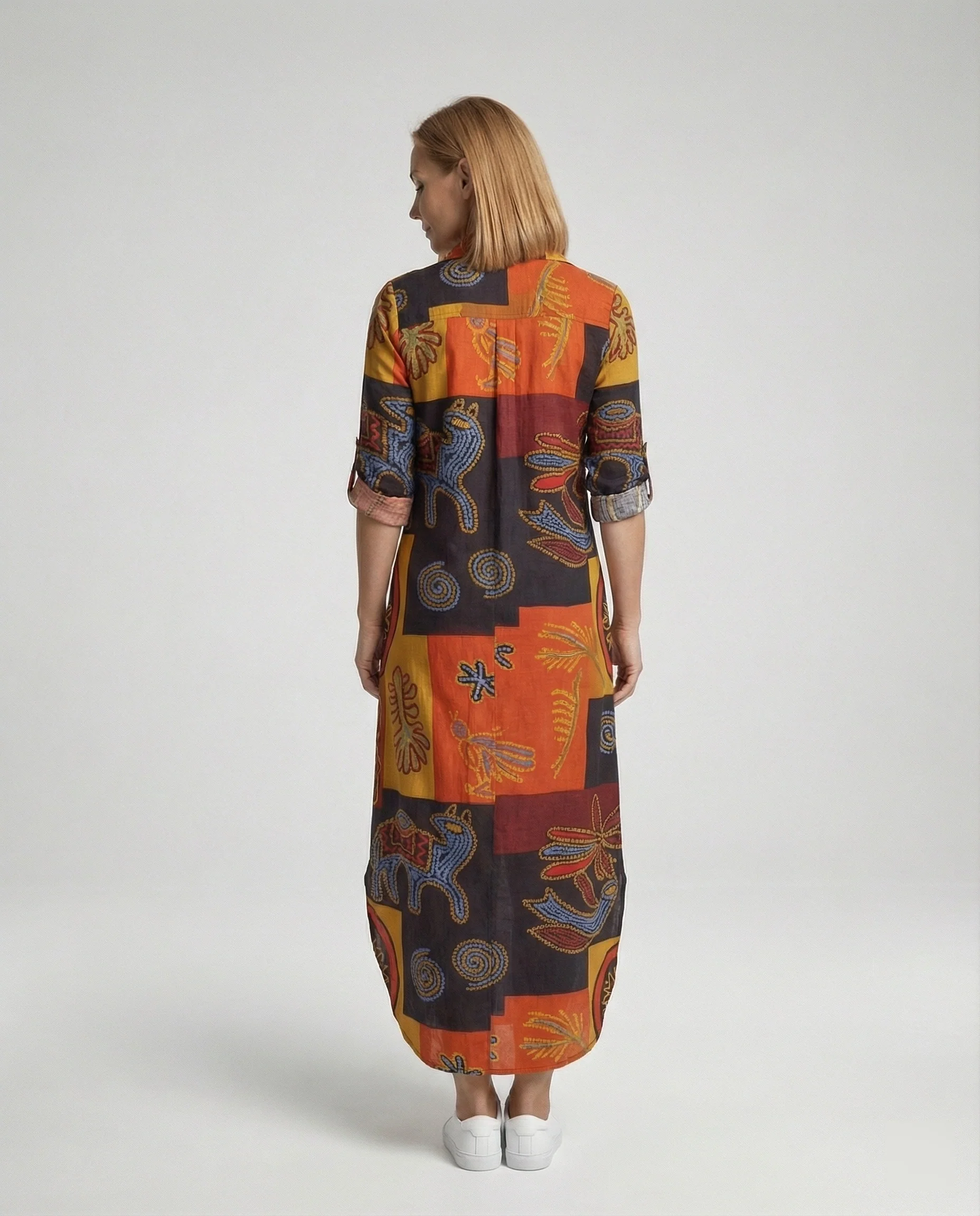 Freizeitkleid Damen Hemdblusenkleid Schlitz - Image 15