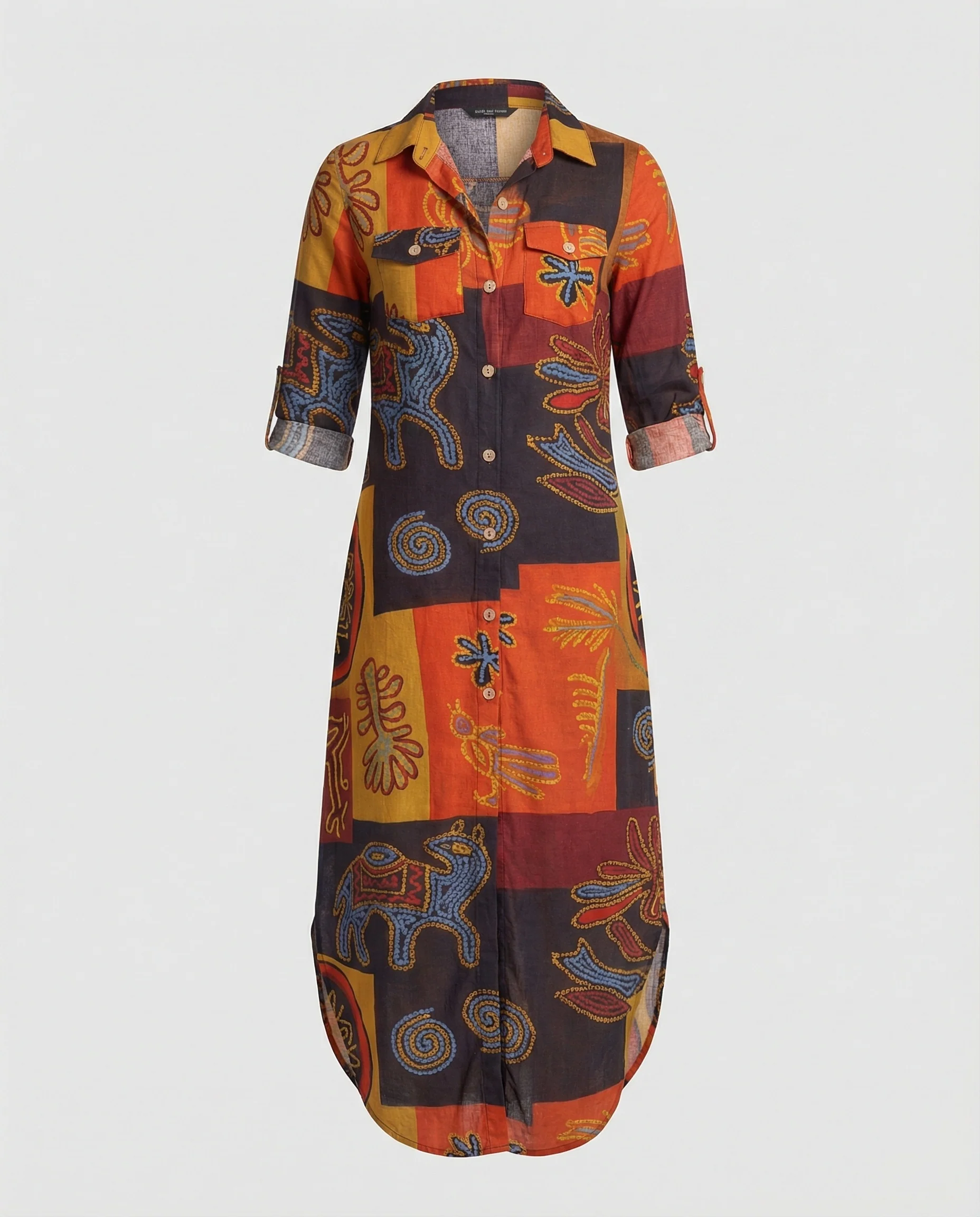 Freizeitkleid Damen Hemdblusenkleid Schlitz - Image 18