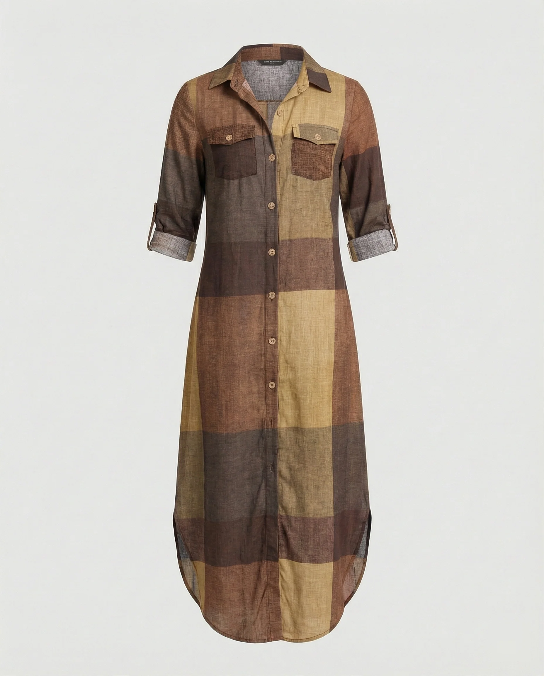 Freizeitkleid Damen Hemdblusenkleid Schlitz - Image 19