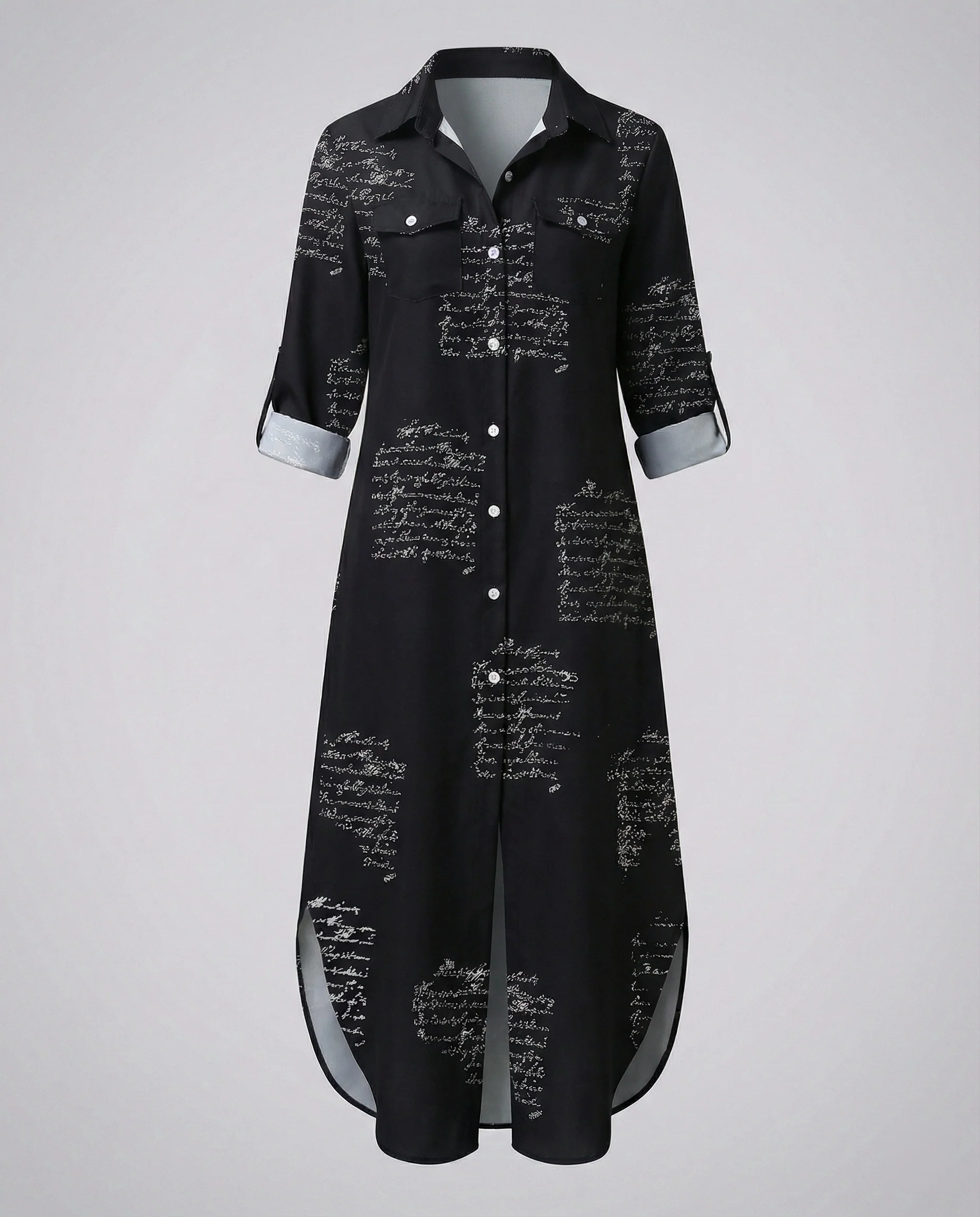 Freizeitkleid Damen Hemdblusenkleid Schlitz - Image 26
