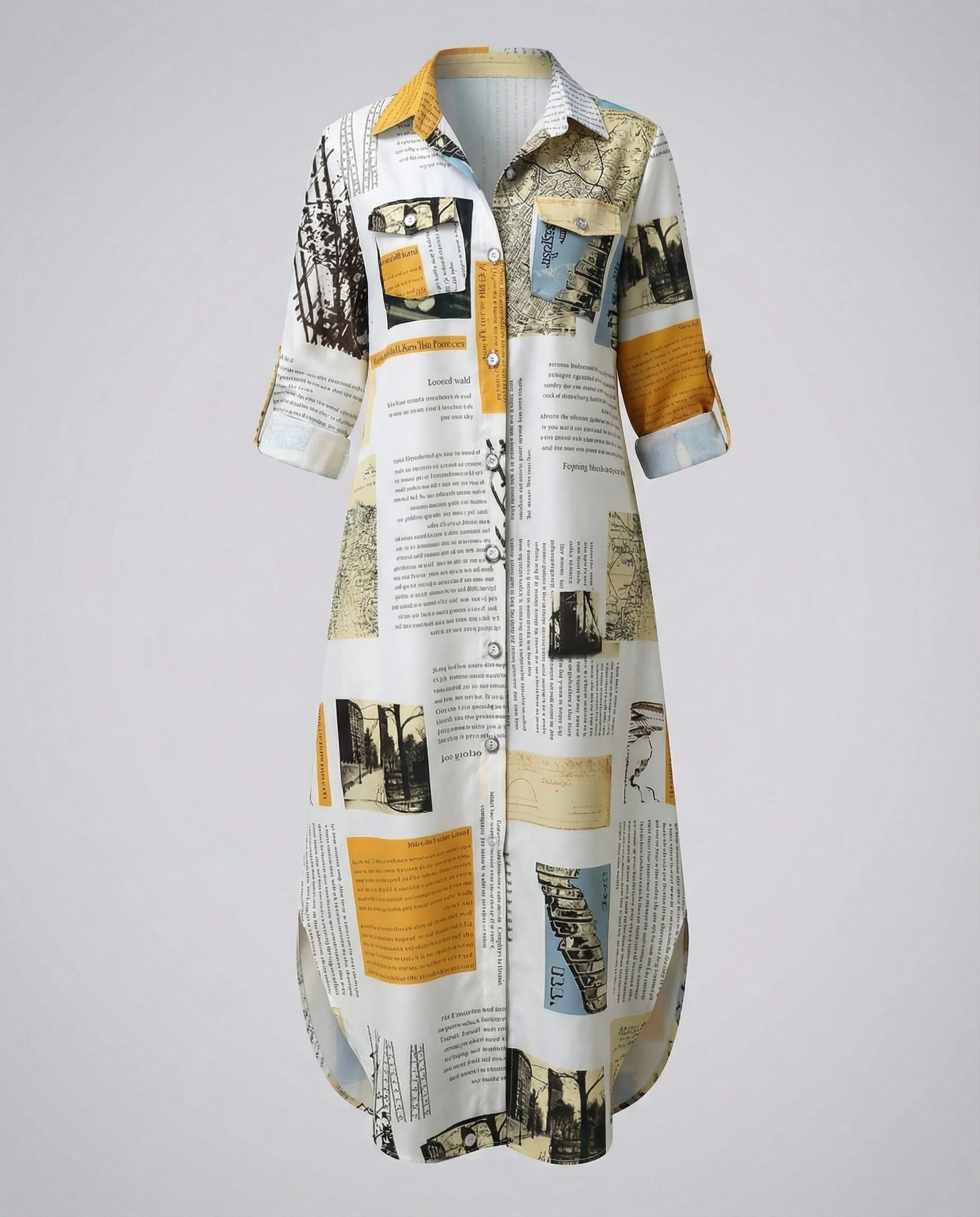 Freizeitkleid Damen Hemdblusenkleid Schlitz - Image 30