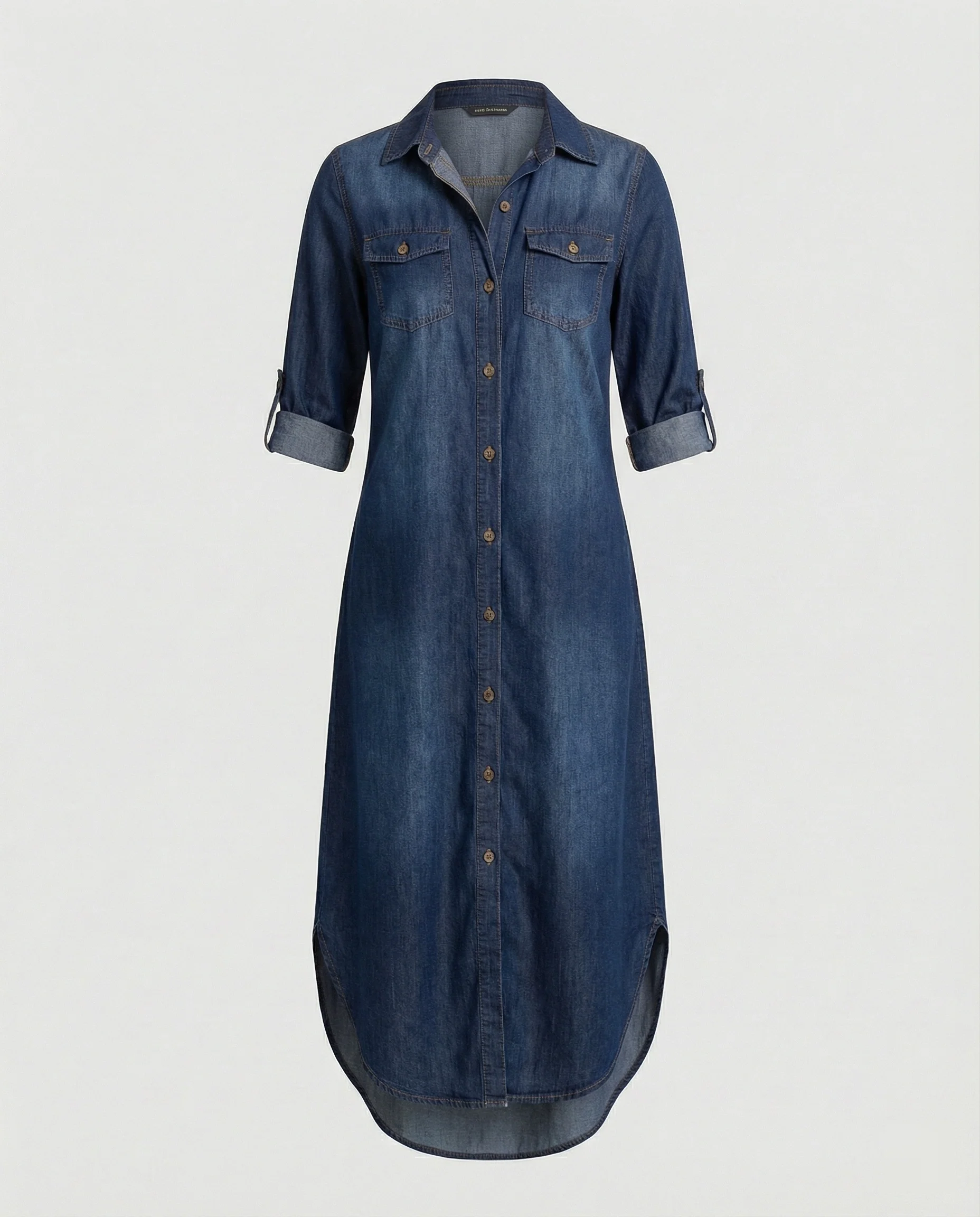Freizeitkleid Damen Hemdblusenkleid Schlitz - Image 4