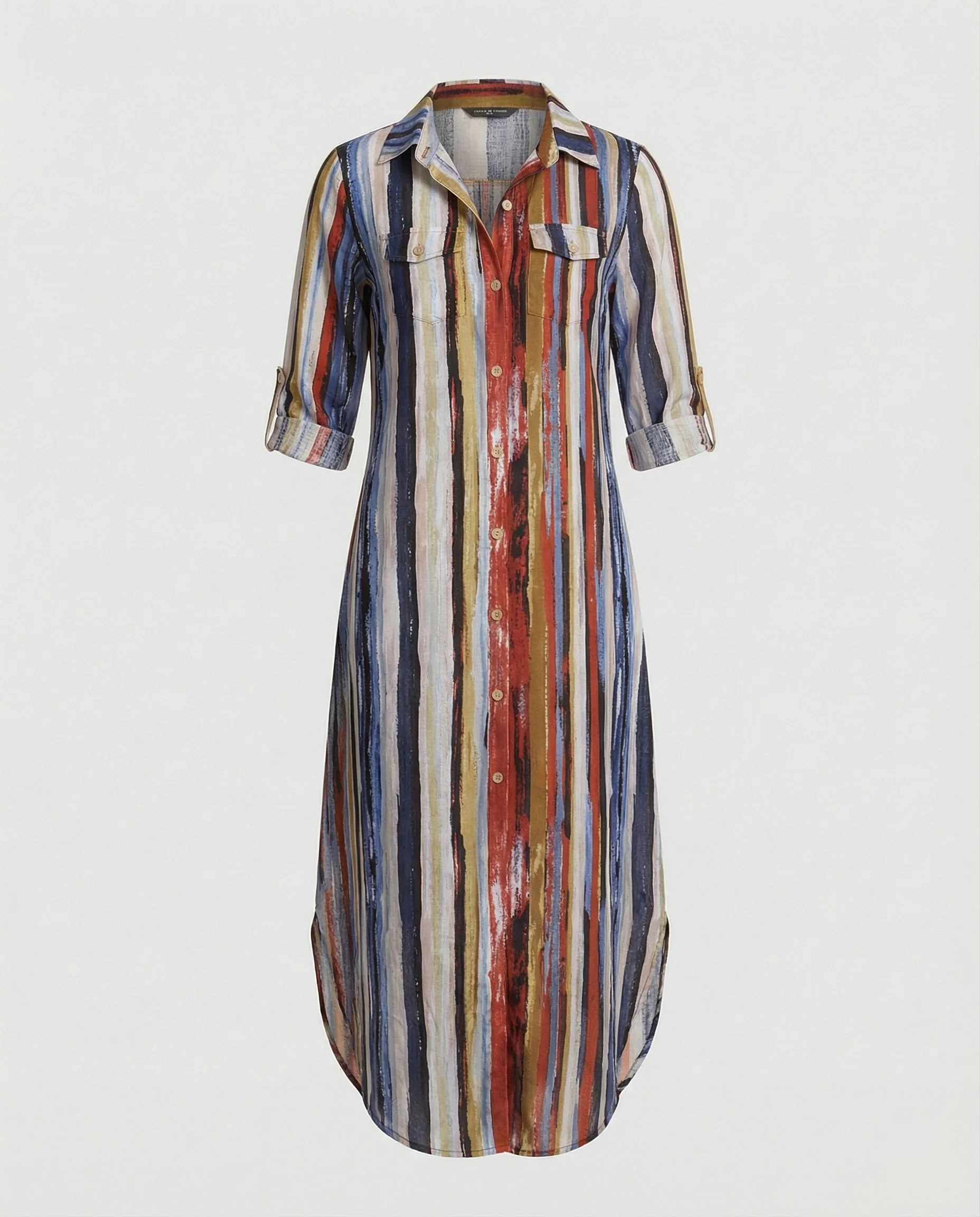 Freizeitkleid Damen Hemdblusenkleid Schlitz - Image 7