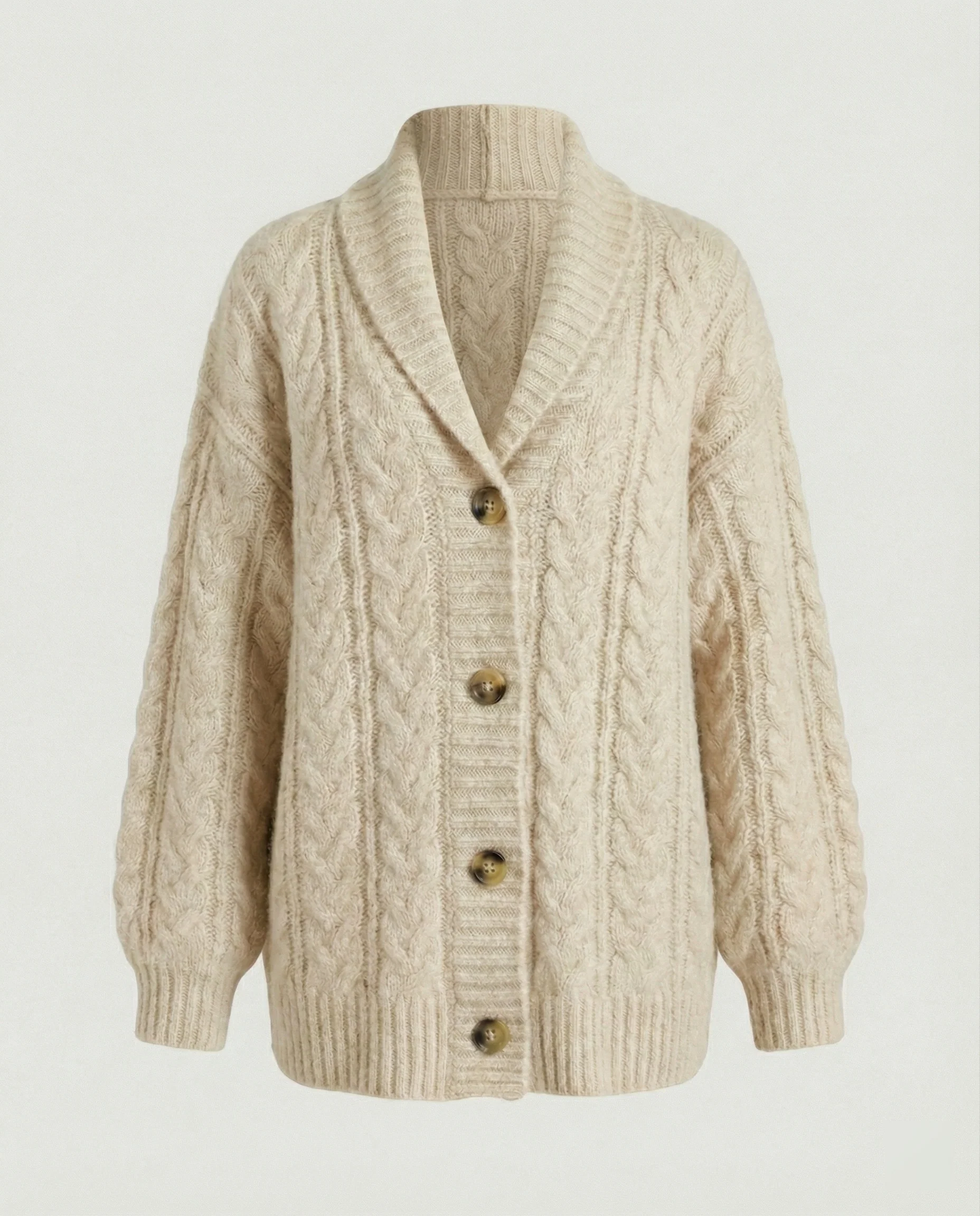 Damen gemütliche Langstrickjacke mit softem Flauschgarn, extrabreiter Silhouette und dekorativer Knopfleiste Heidi-Mode - Image 6