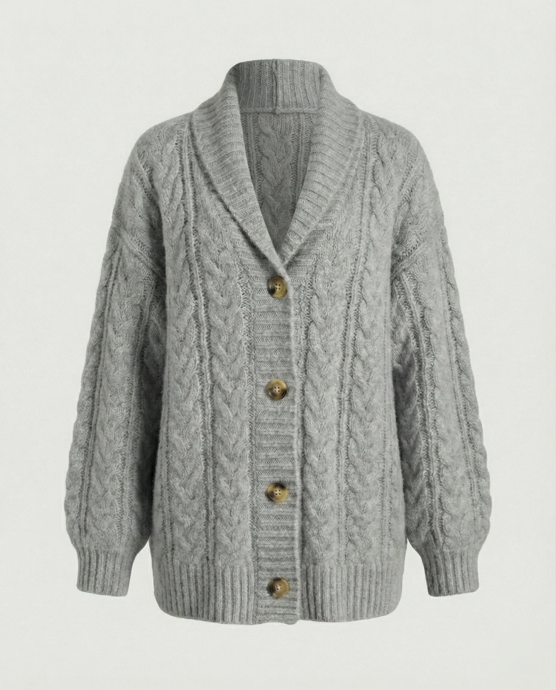 Damen gemütliche Langstrickjacke mit softem Flauschgarn, extrabreiter Silhouette und dekorativer Knopfleiste Heidi-Mode - Image 7