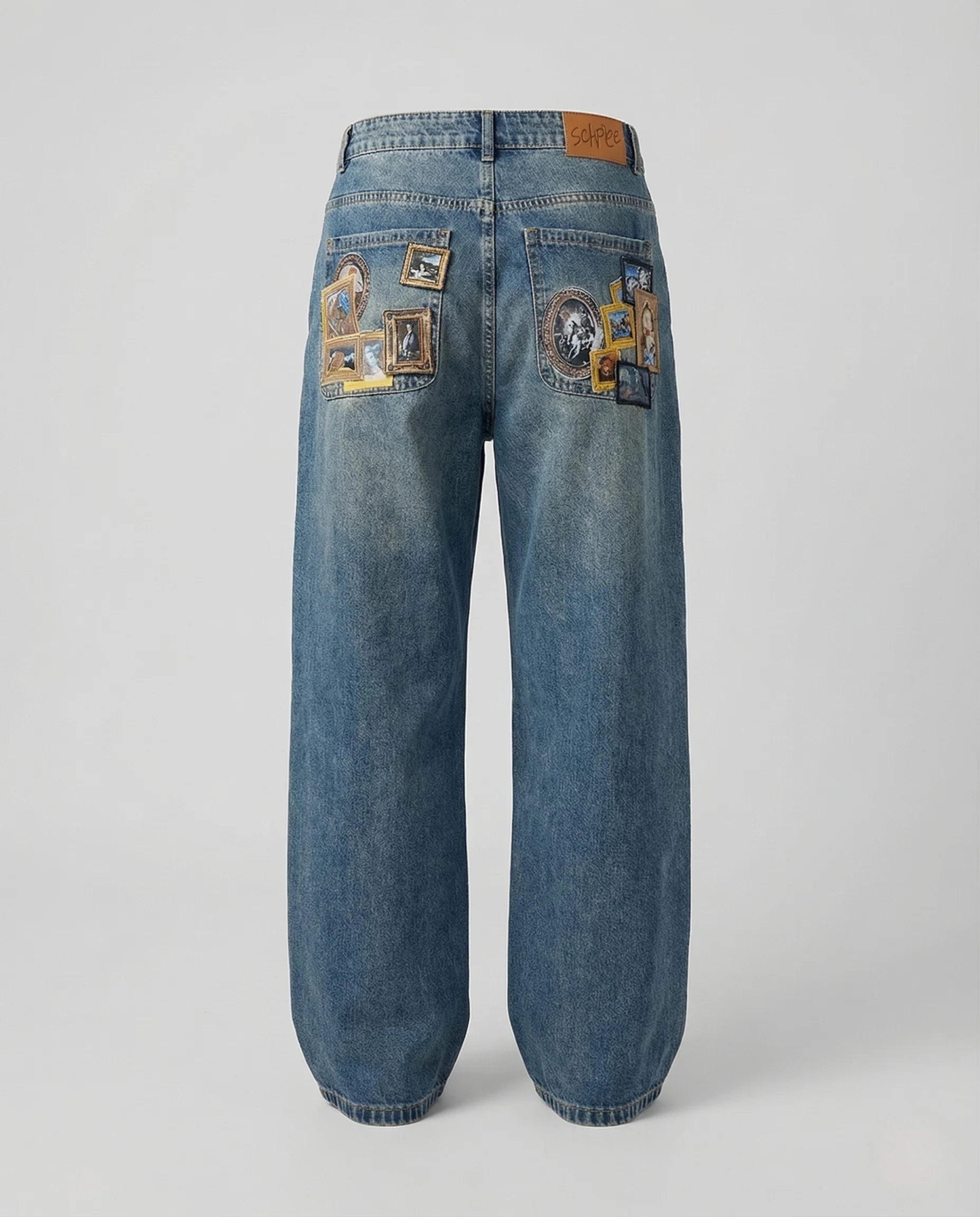 Damen High Waist Jeans Gerade mit Applikationen - Image 5