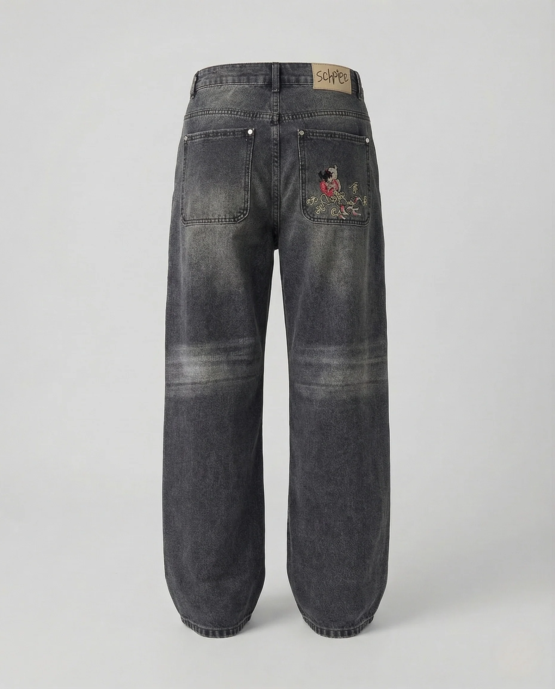 Damen High Waist Jeans Gerade mit Applikationen - Image 9