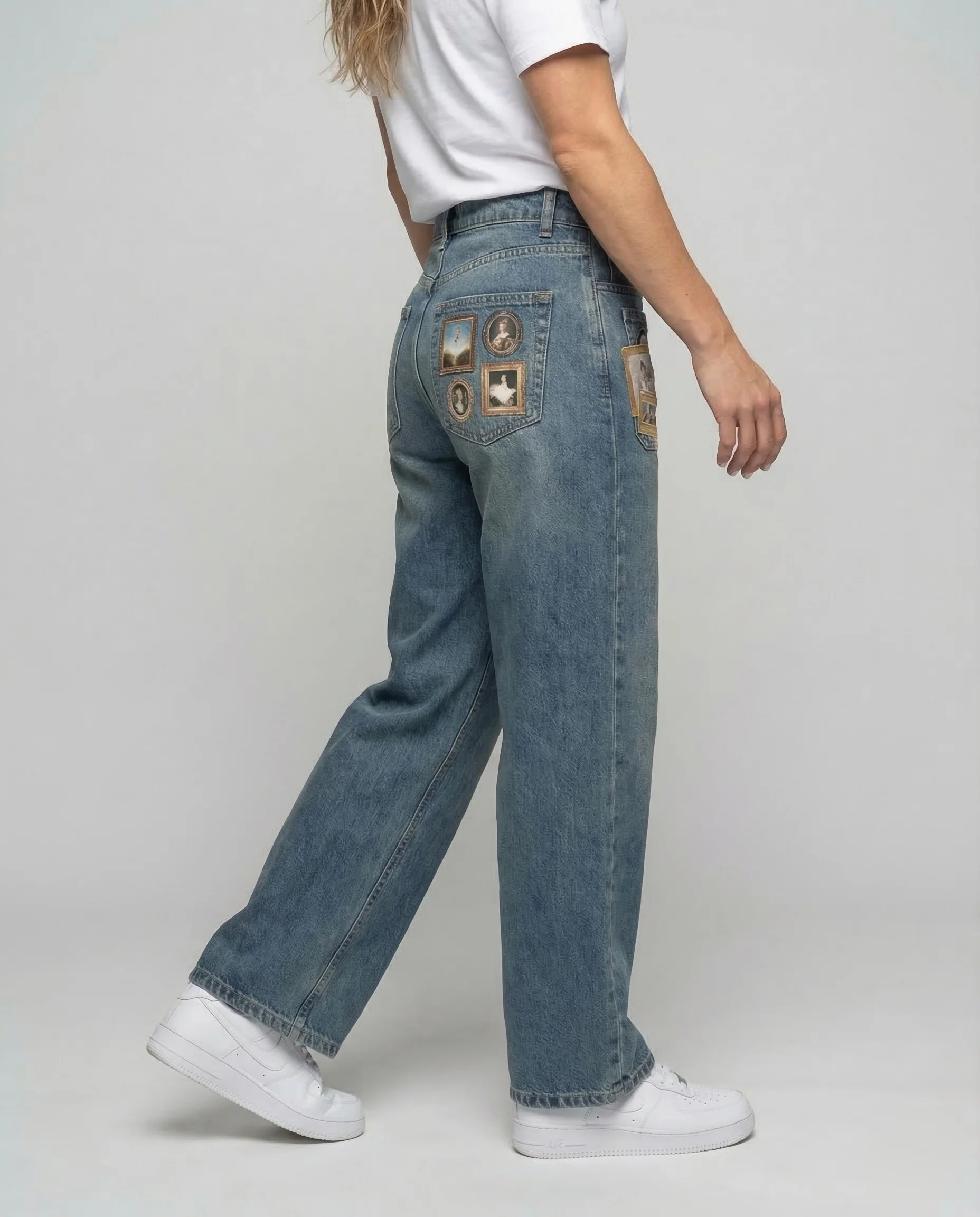 Damen Jeans High Waist Patch - Image 2