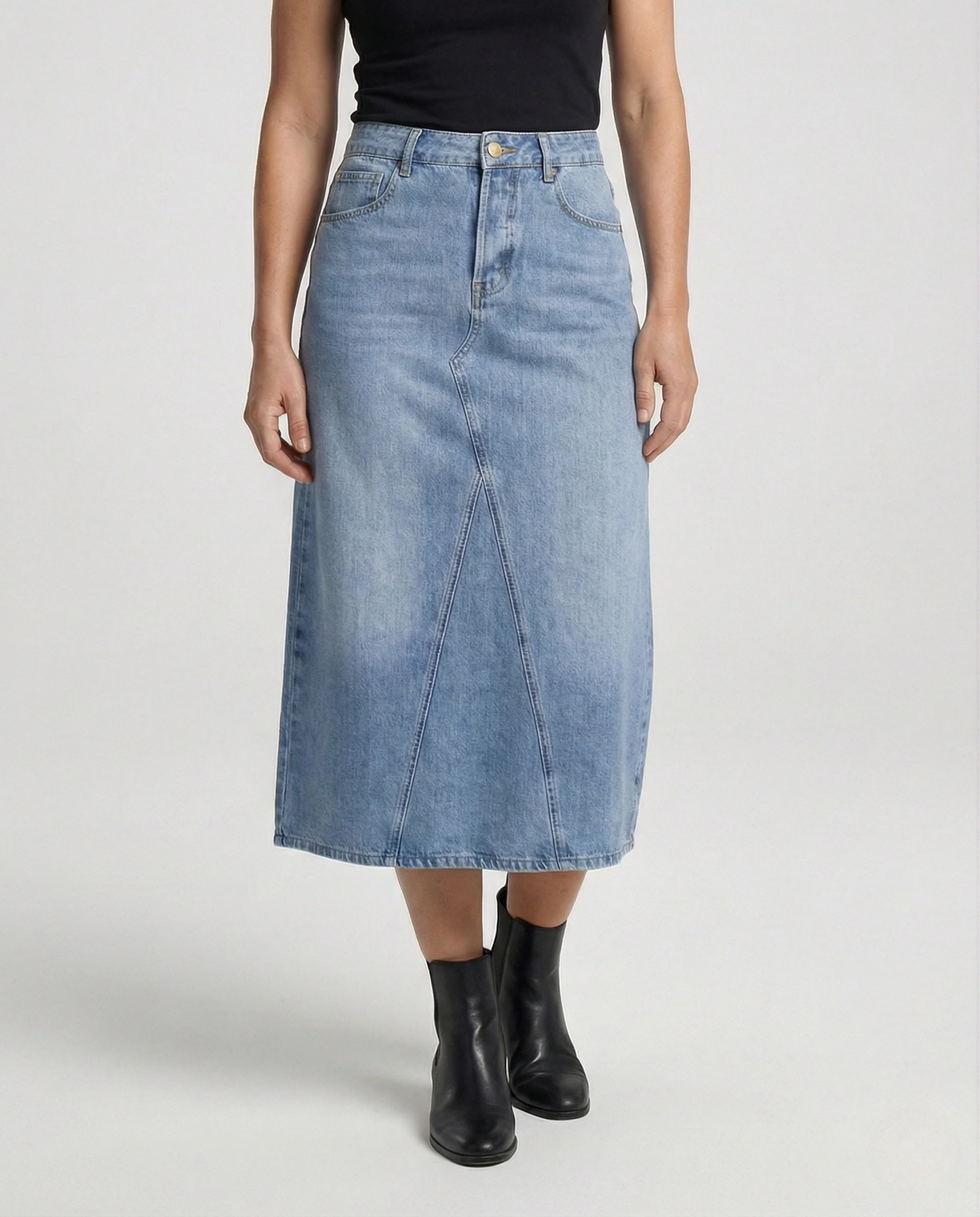 Jeansrock Damen Midi Klassisch - Image 2