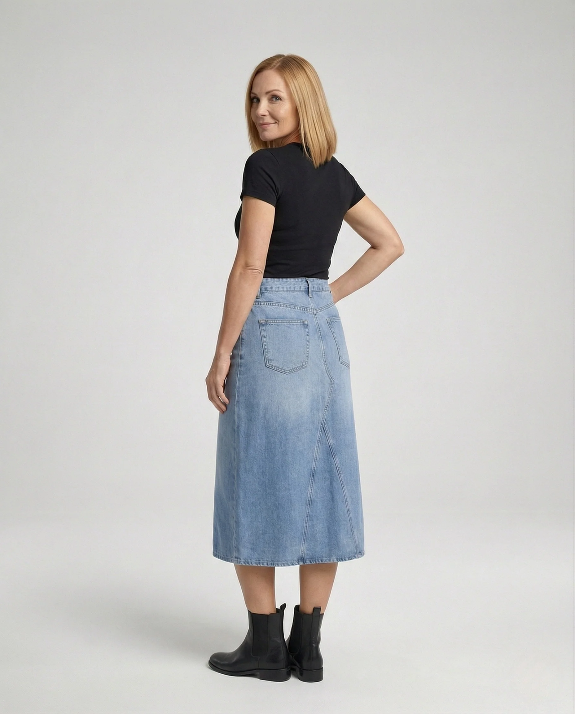 Jeansrock Damen Midi Klassisch - Image 4