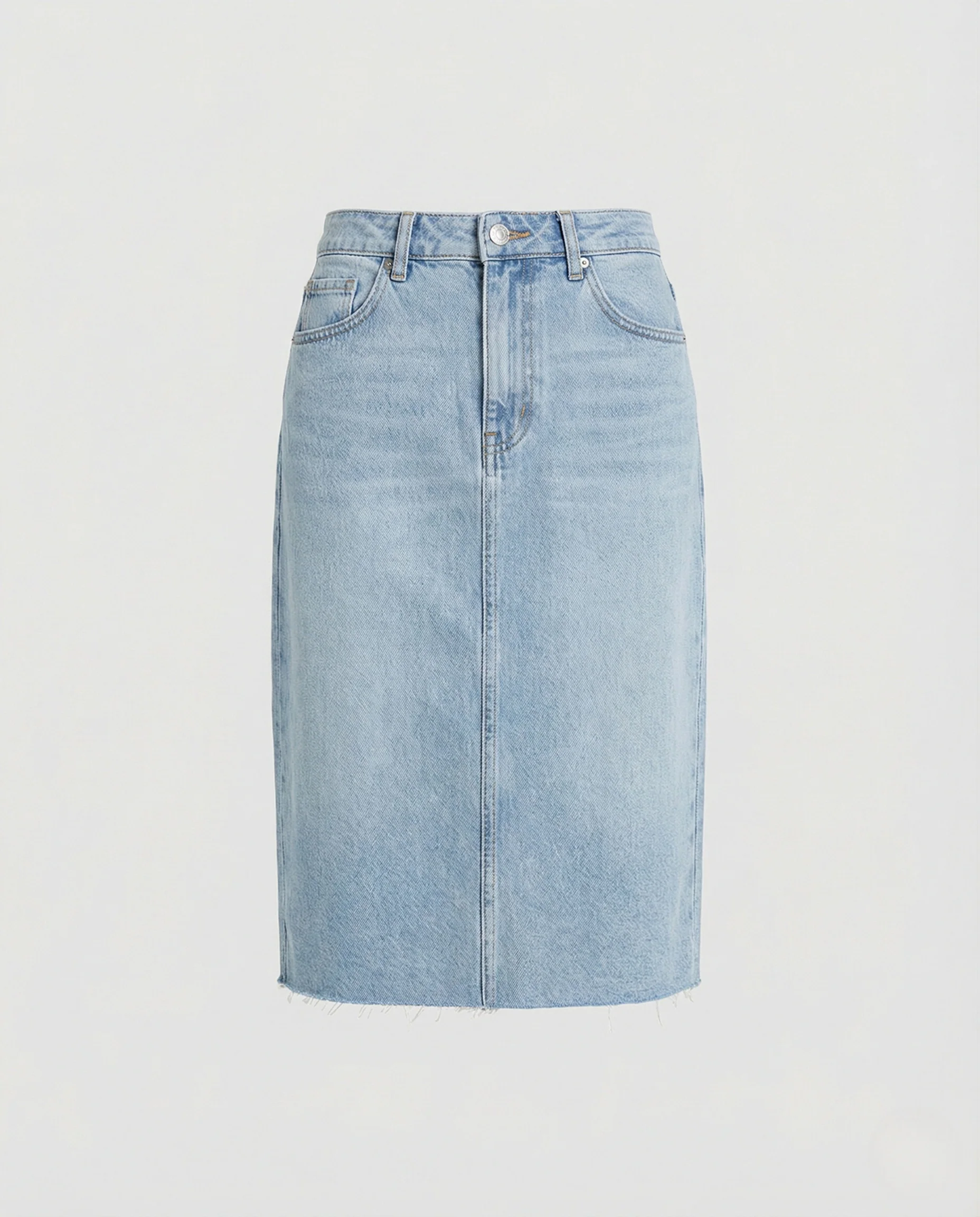 Jeans Midirock Damen Hochbund Gerade - Image 5