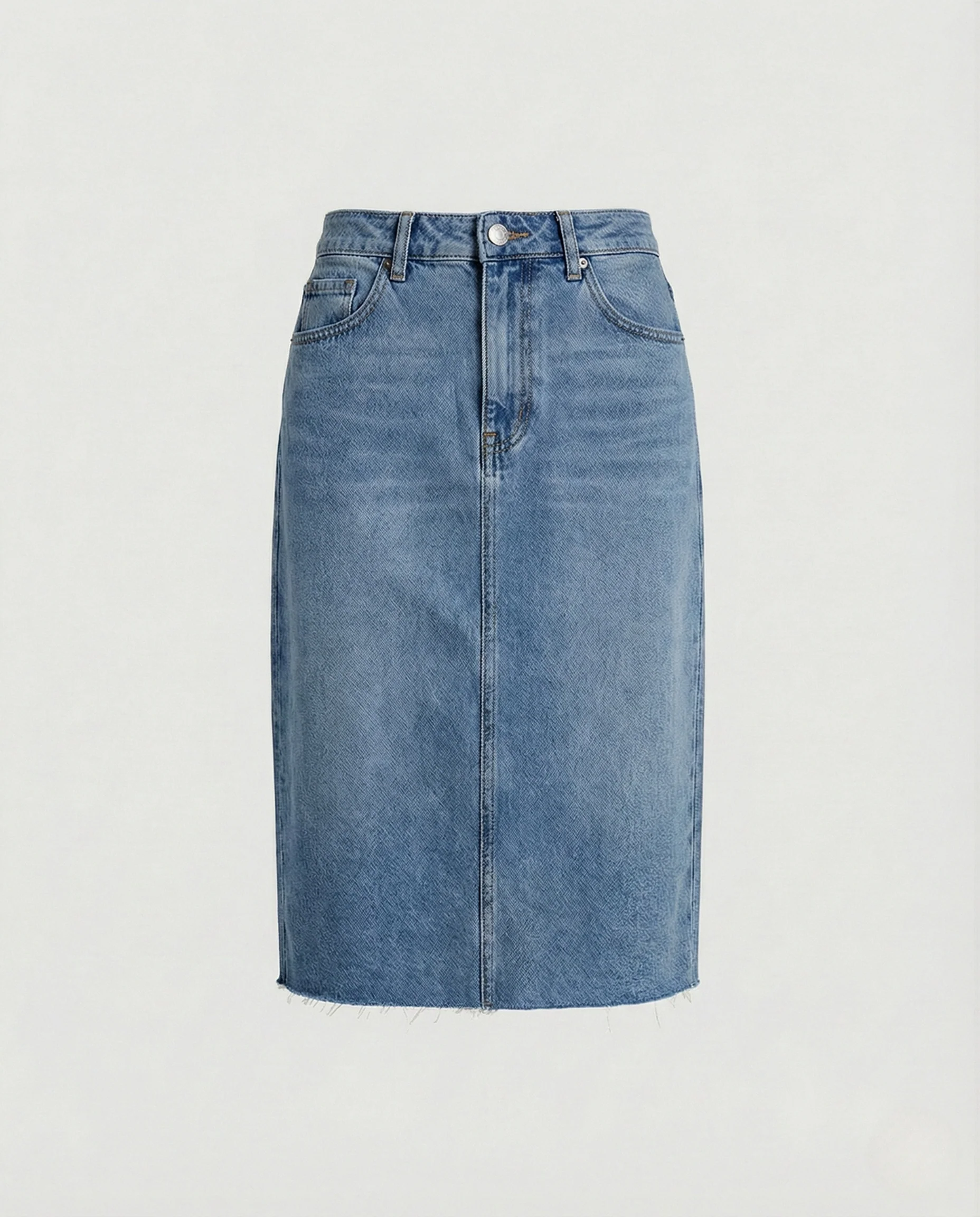 Jeans Midirock Damen Hochbund Gerade - Image 6
