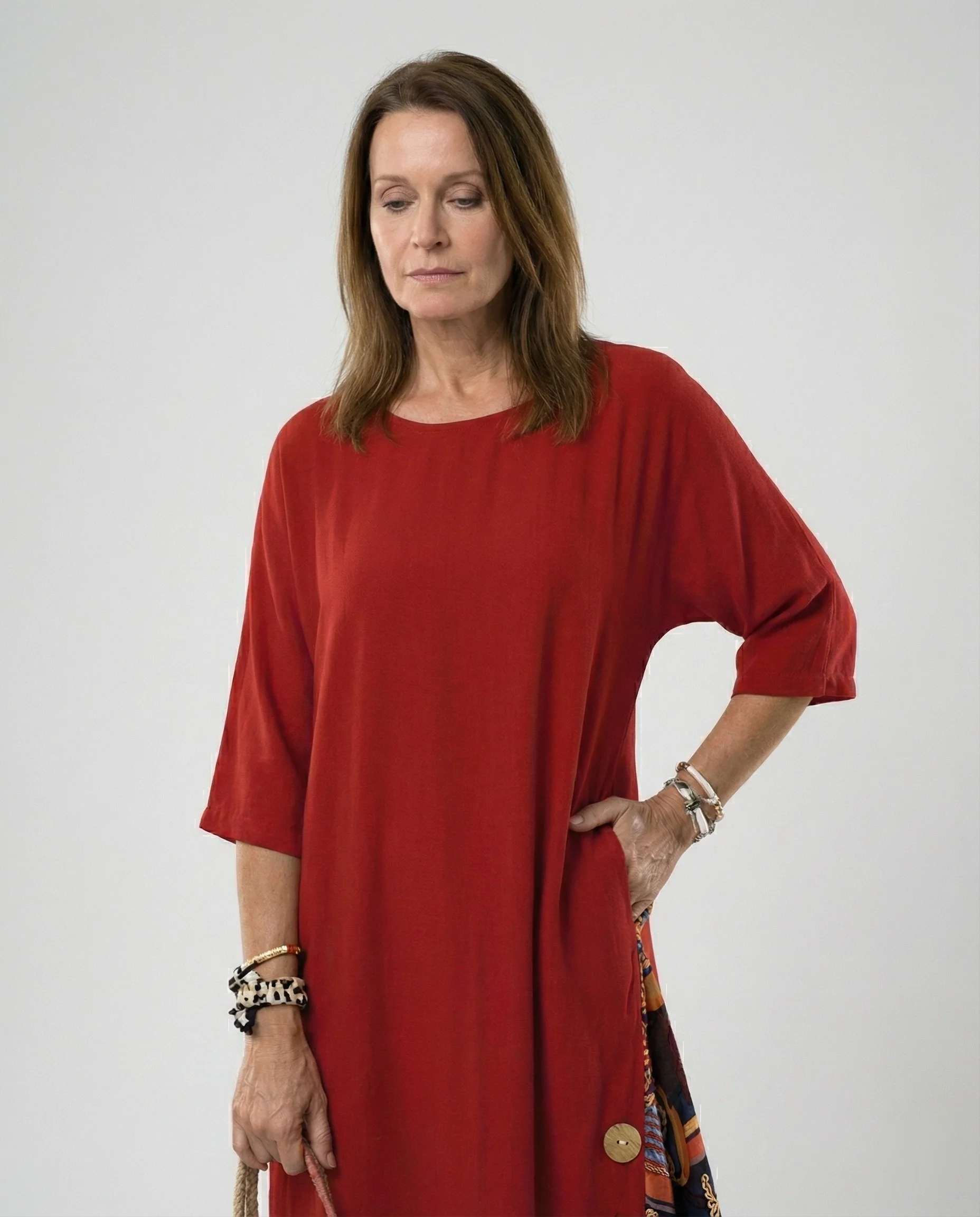 Damen Maxikleid Print asymmetrisch - Image 6