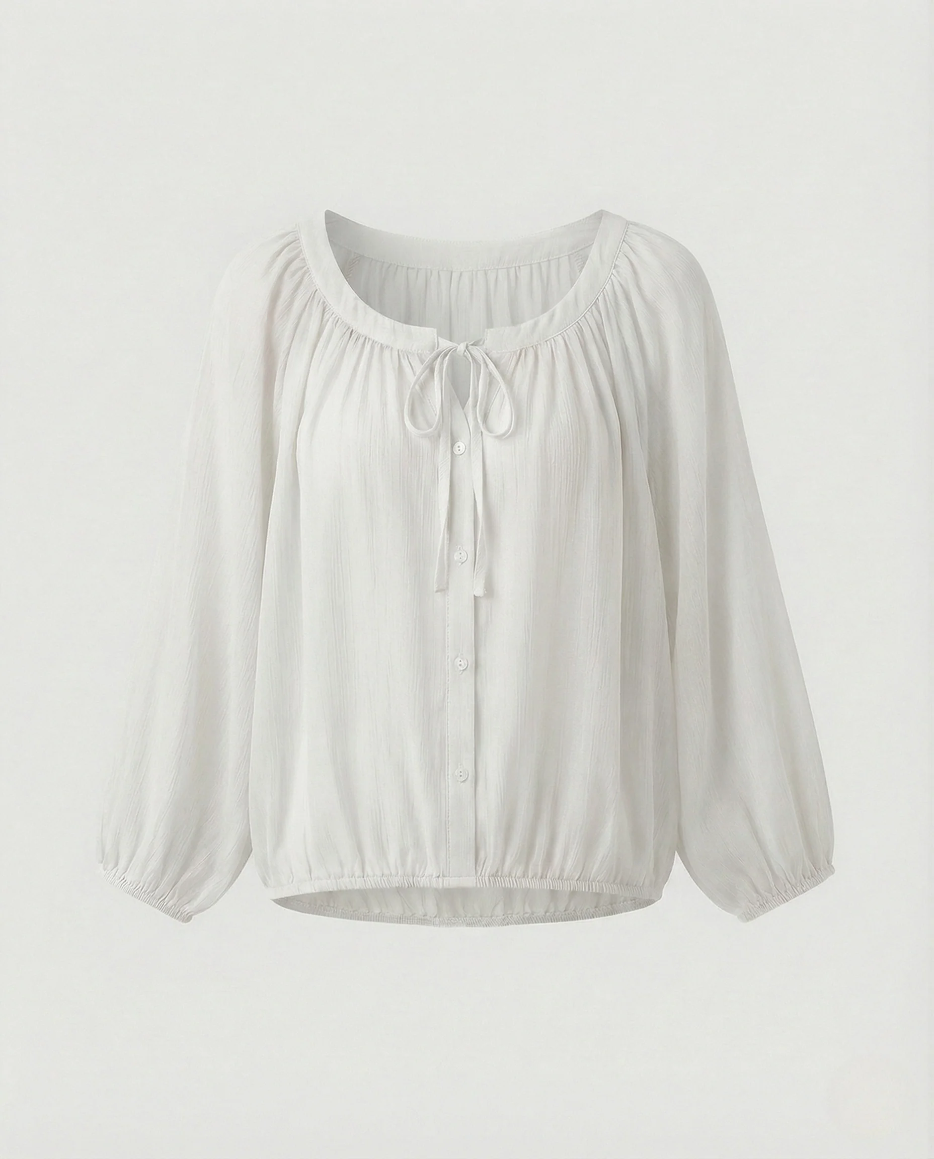 Damen Seidenoptik Bluse mit Tunnelzug - Image 7