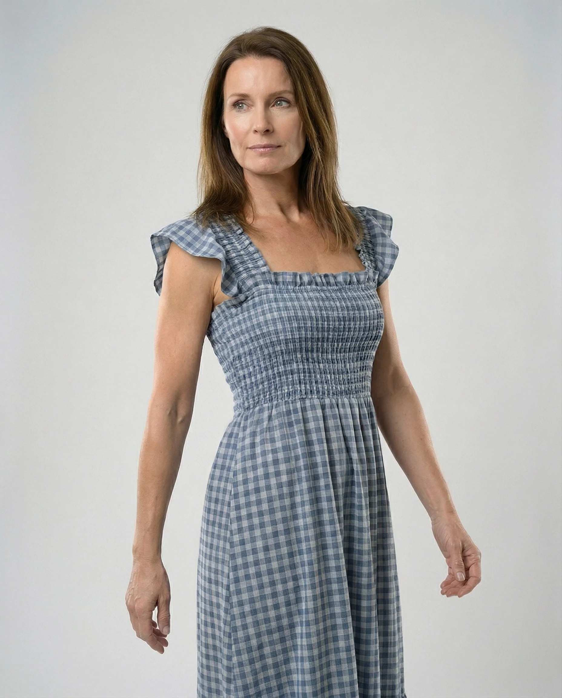 Damen Maxikleid gerafft mit Volants - Image 2