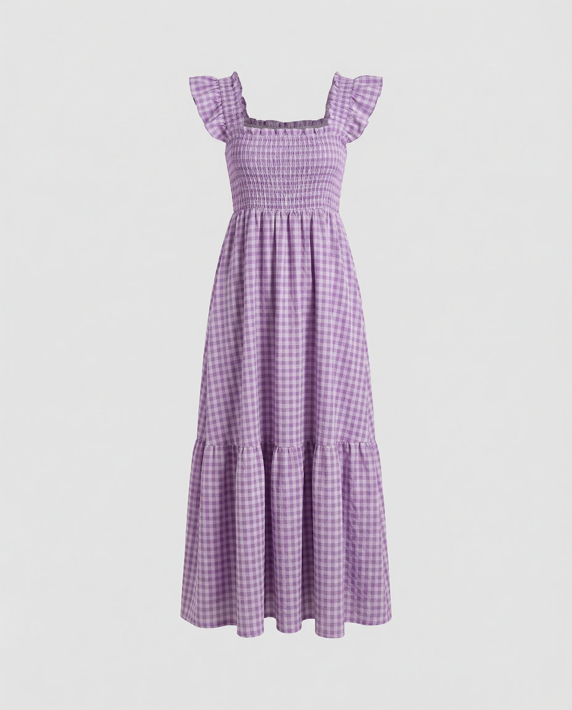 Damen Maxikleid gerafft mit Volants - Image 7