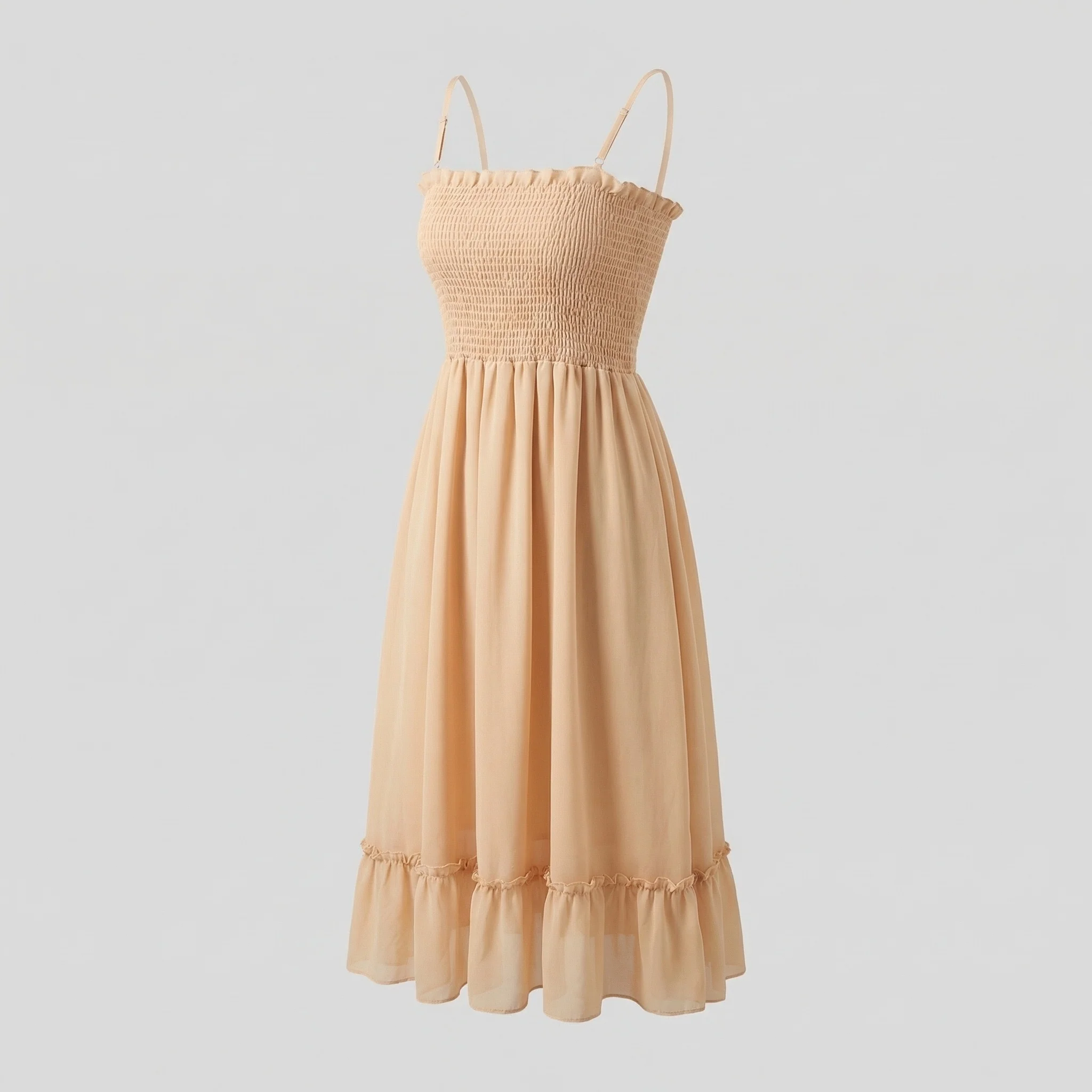 Damen Maxikleid Gerafft Smokoberteil Bolero - Image 5