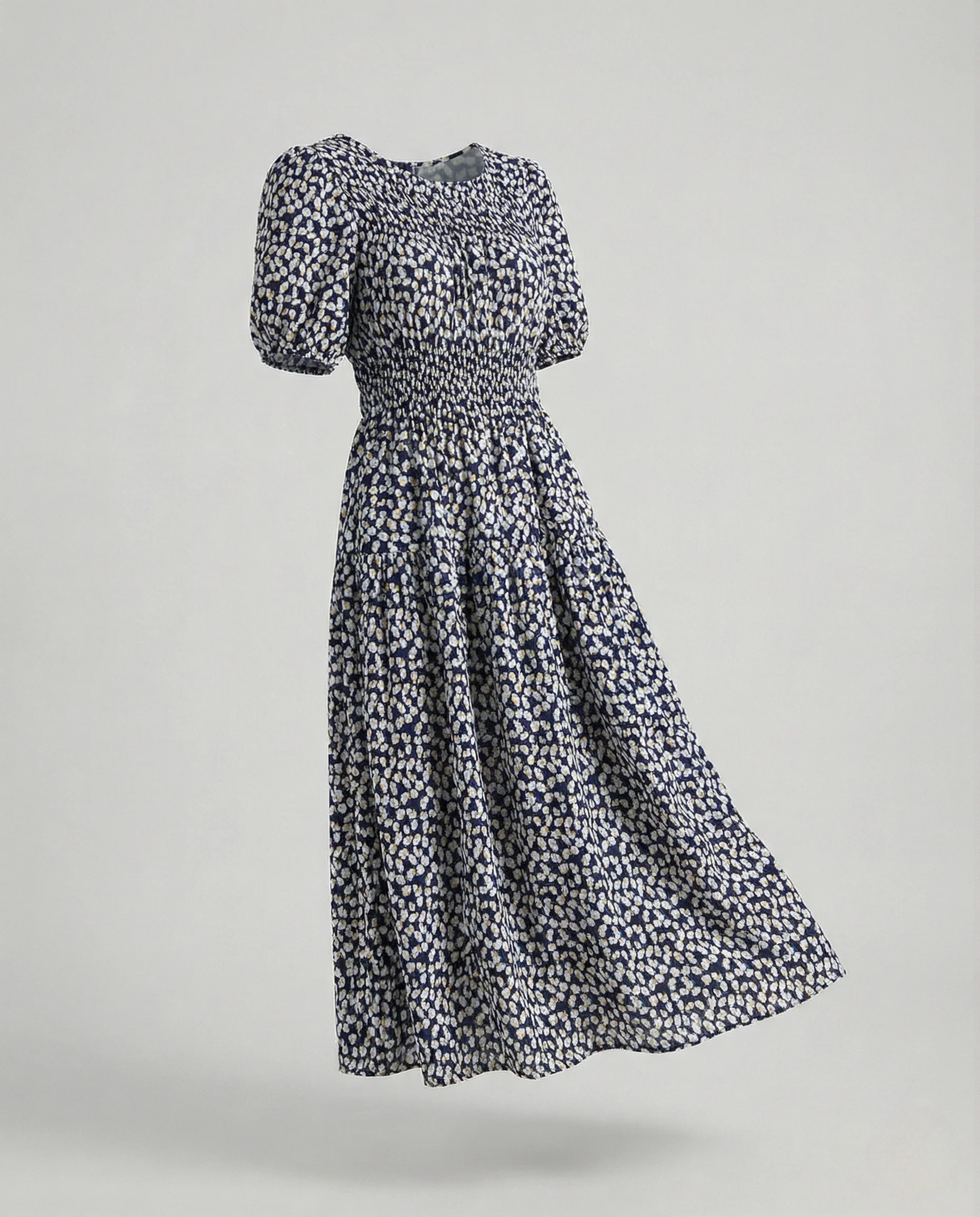 Damen Midikleid mit gesmokter Taille und Ballonärmeln - Image 15