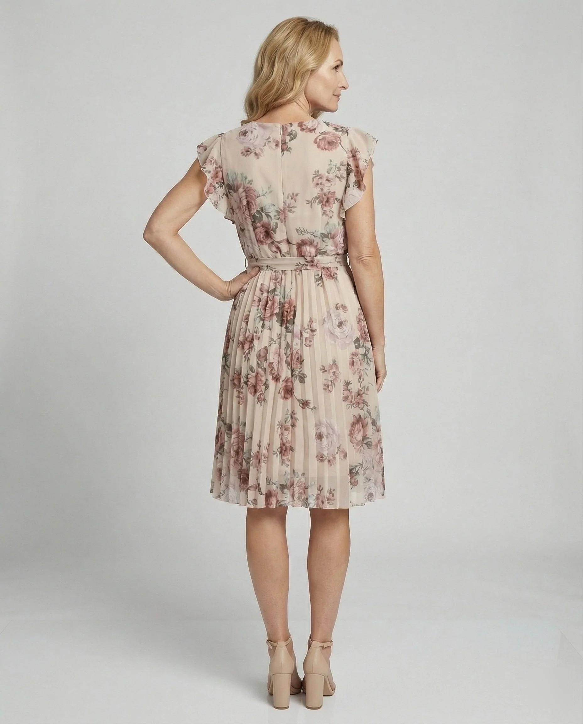 Damen Freizeitkleid Wickel mit Plissee - Image 3