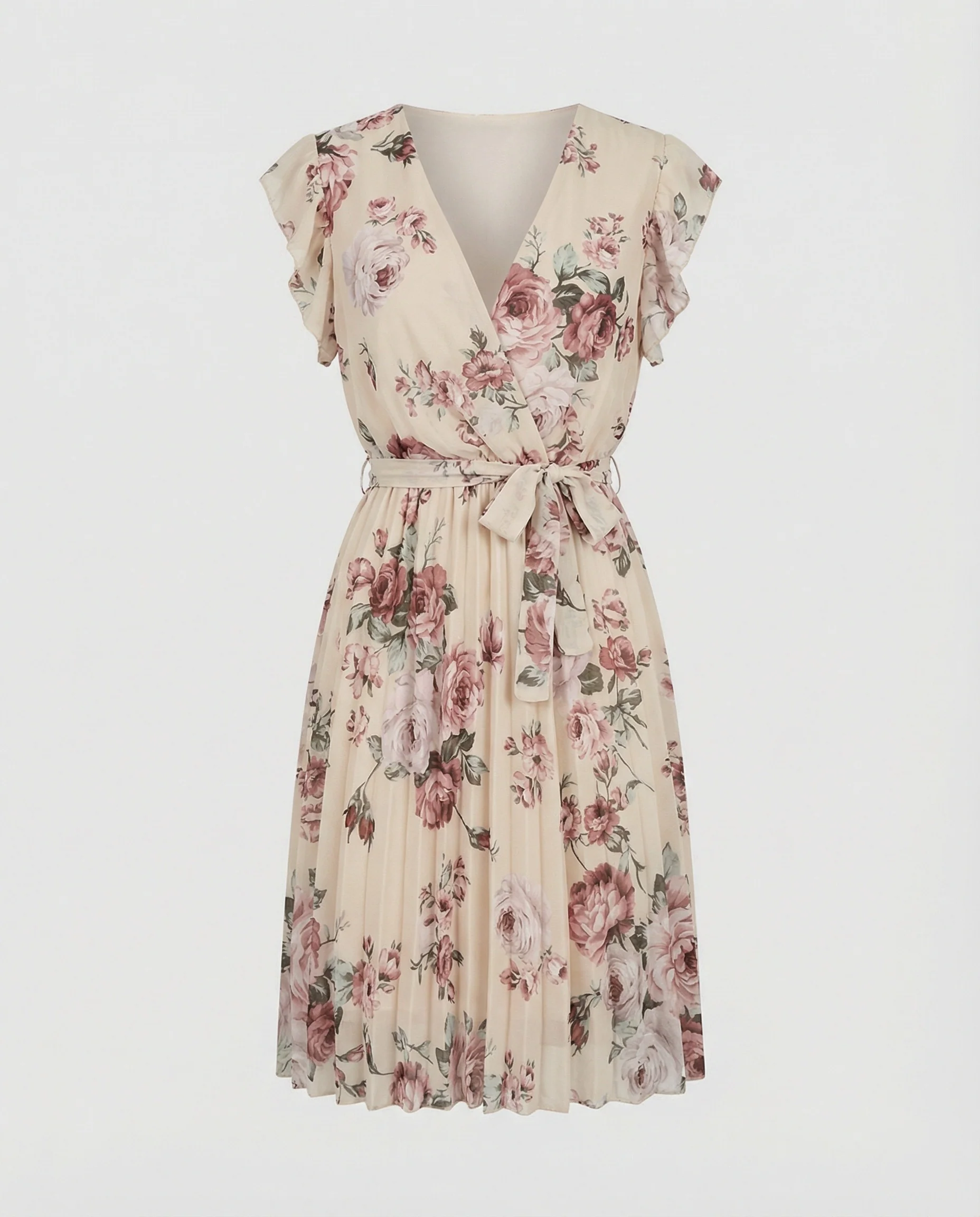Damen Freizeitkleid Wickel mit Plissee - Image 5