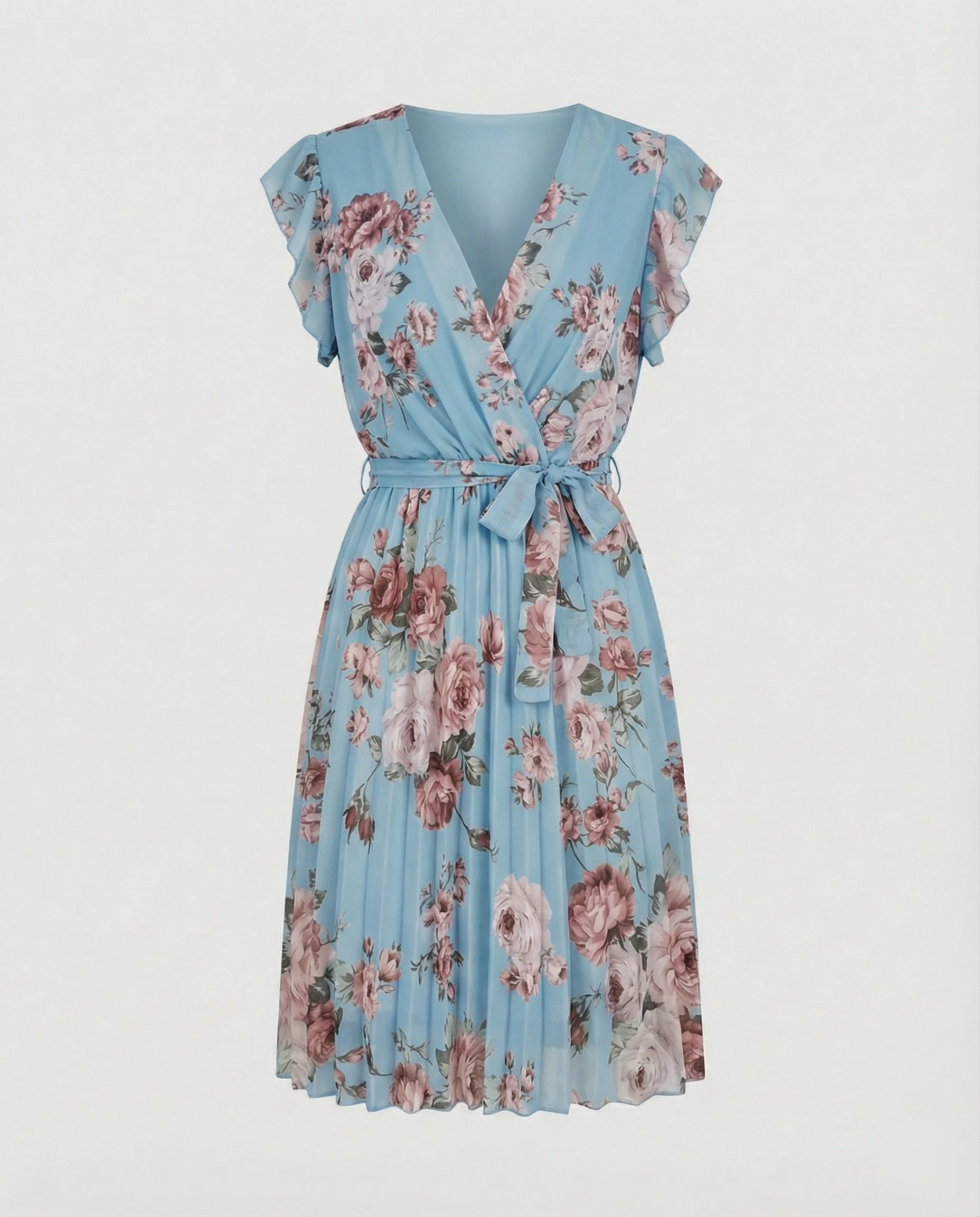 Damen Freizeitkleid Wickel mit Plissee - Image 7