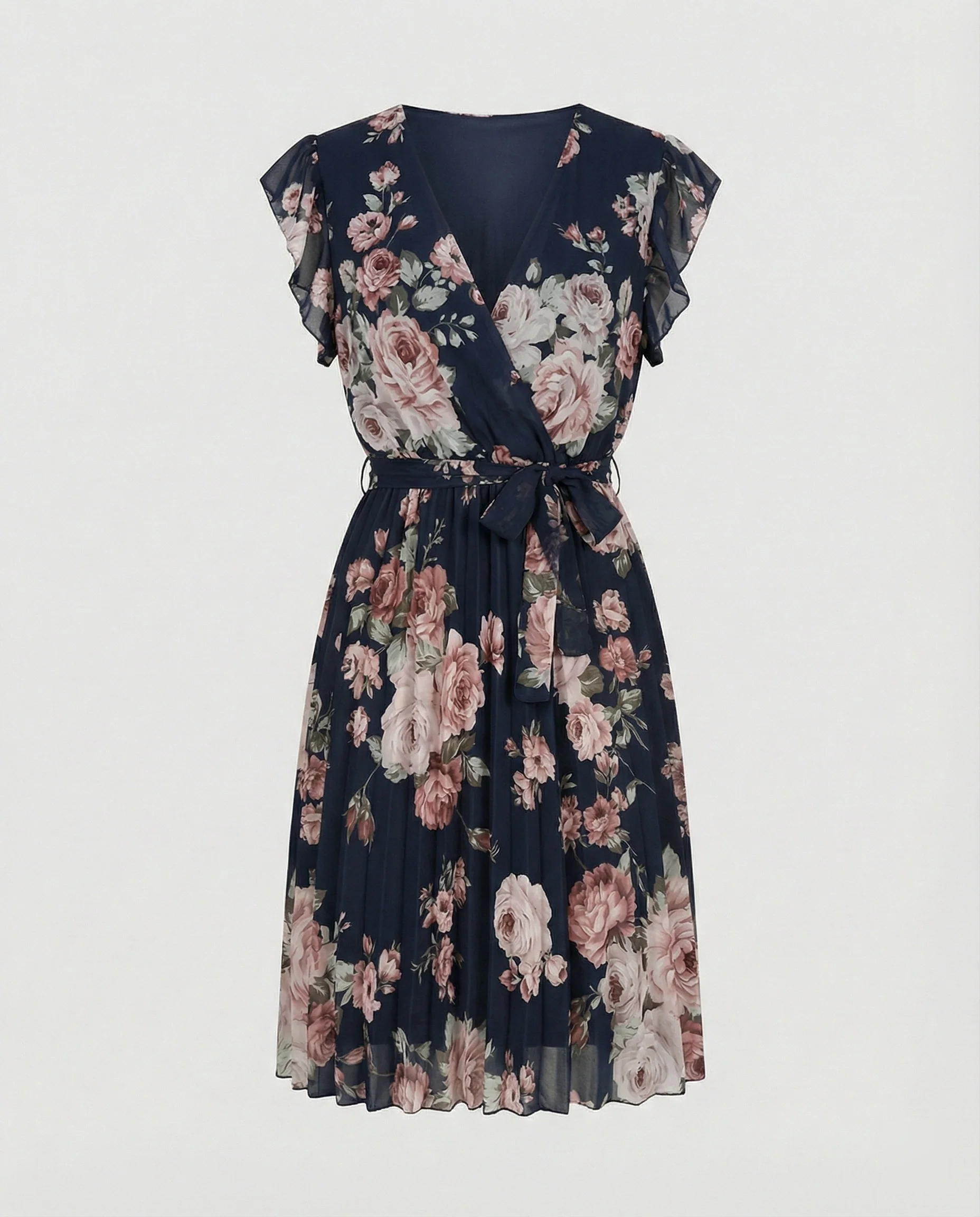 Damen Freizeitkleid Wickel mit Plissee - Image 8