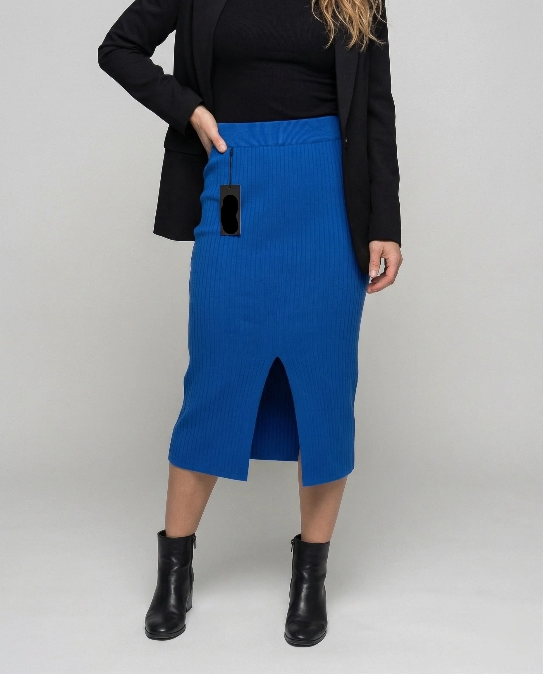 Damen Feinstrick Midirock mit Schlitz - Image 2