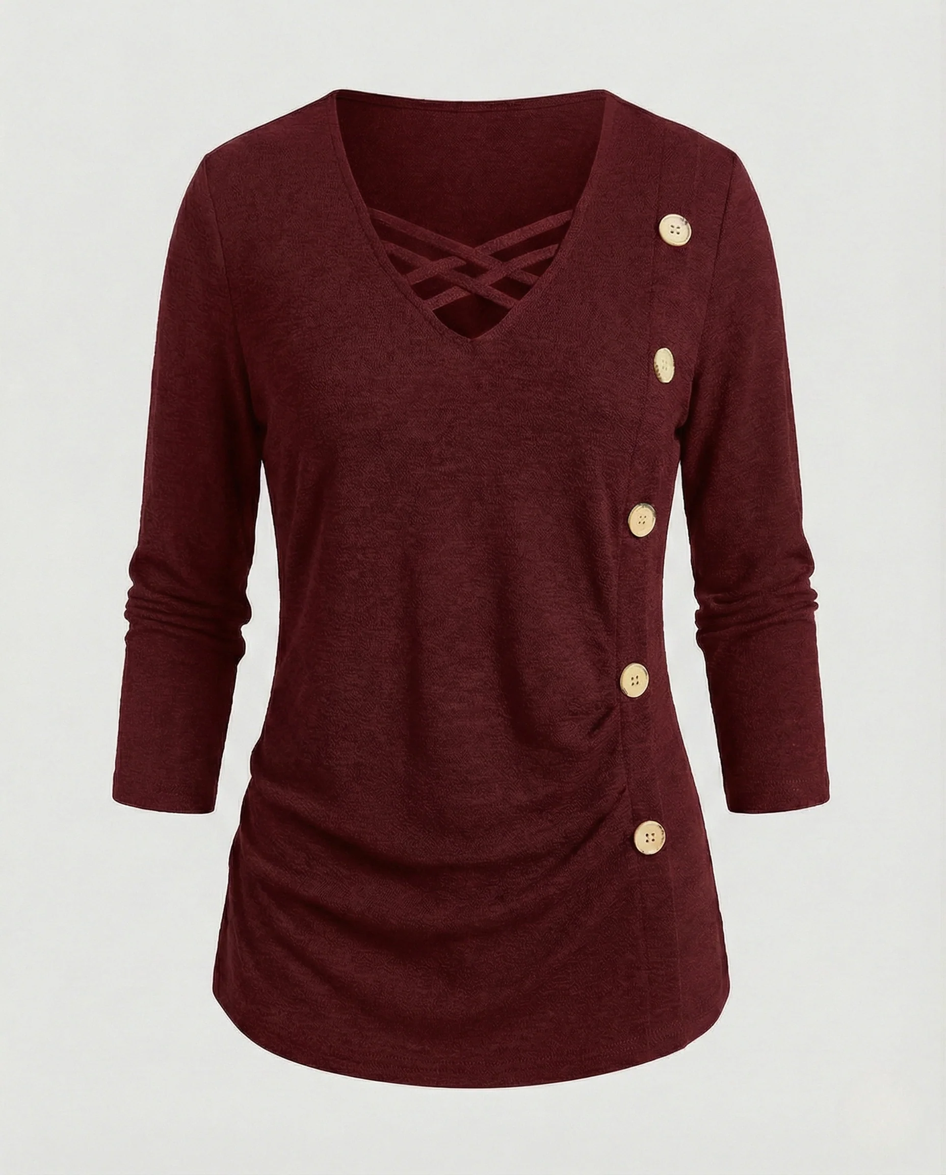 Geripptes Feinstrickshirt Damen Mit Kreuzband - Image 7
