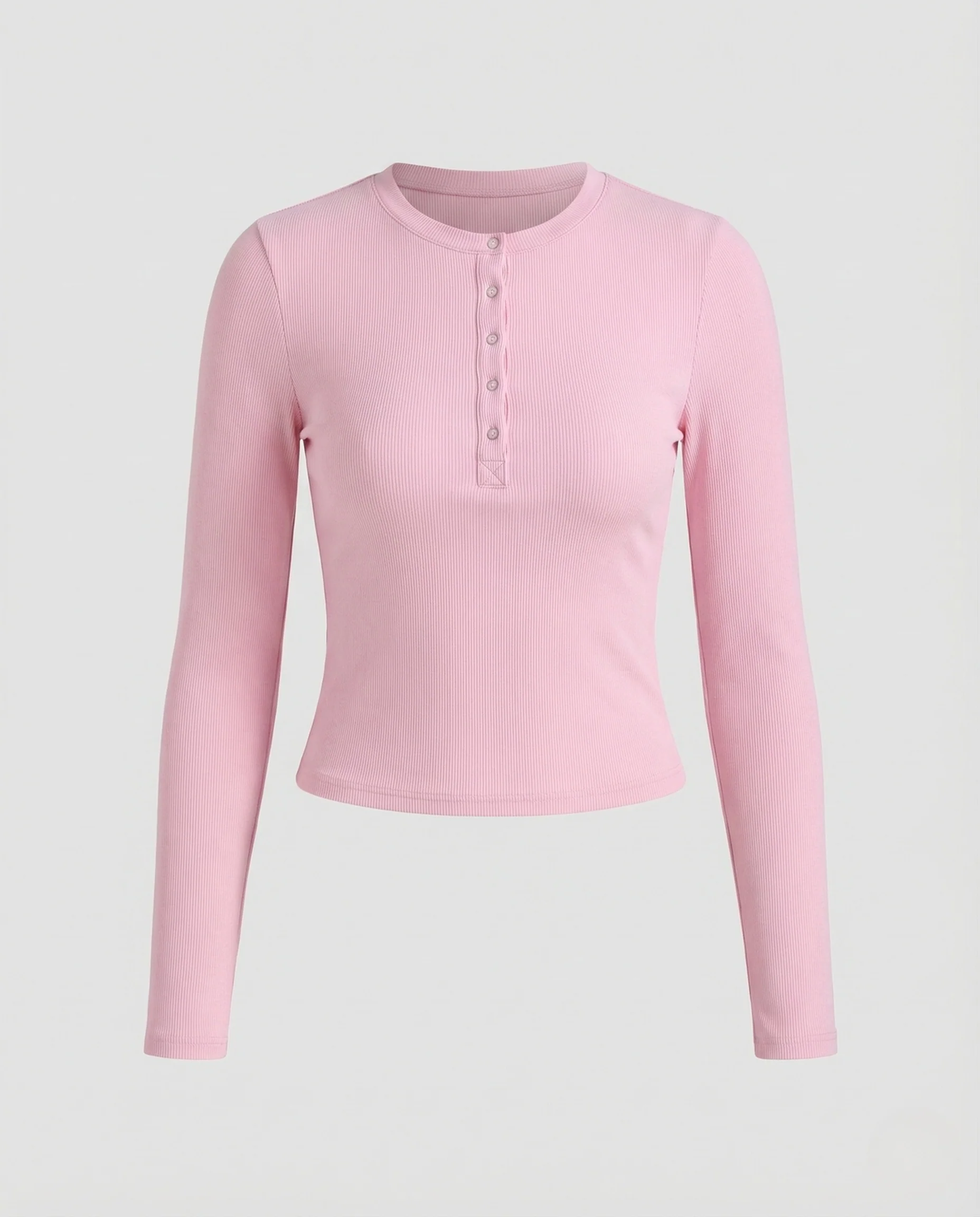 Damen Ripp Langarmshirt Druckknopfleiste - Image 4