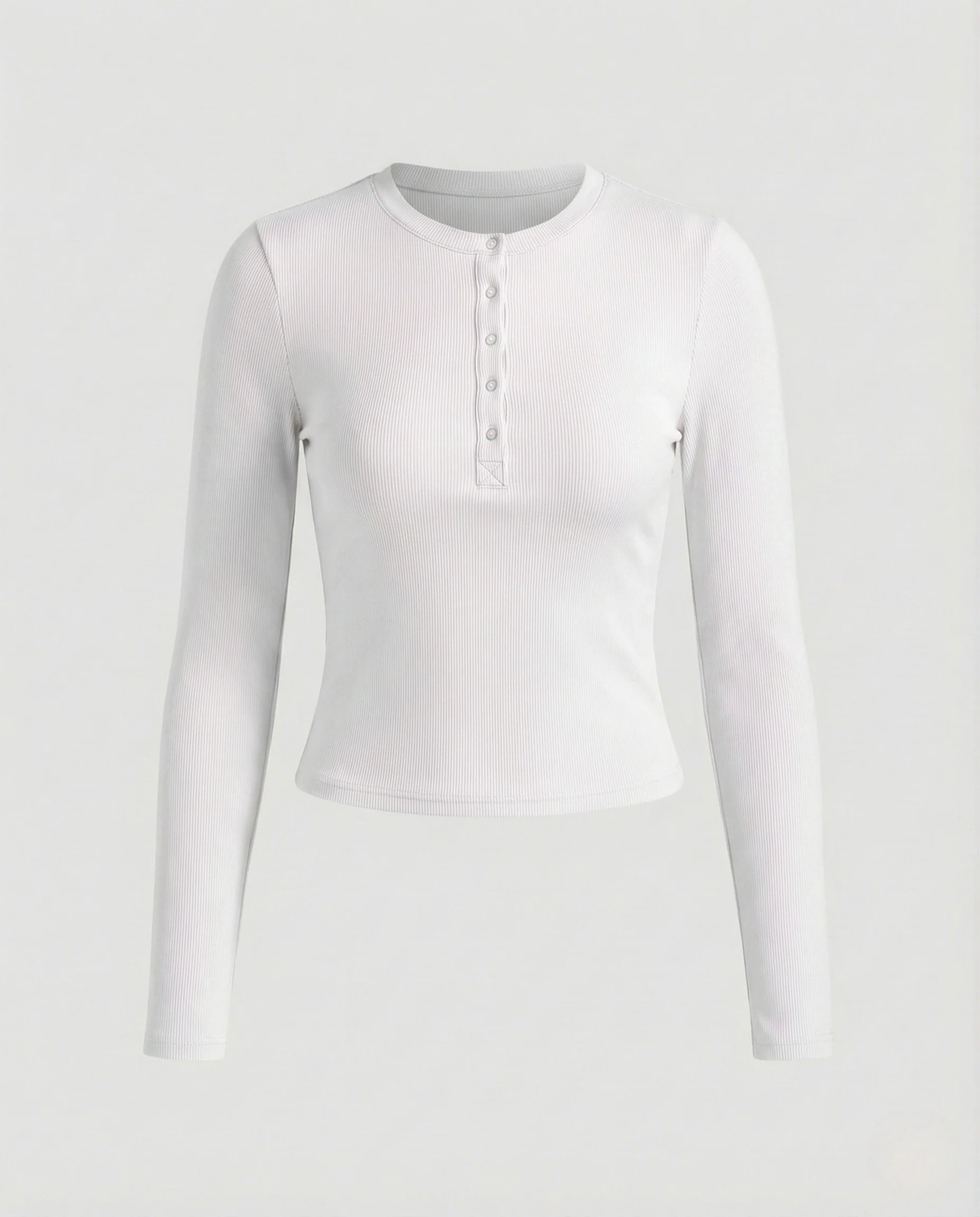 Damen Ripp Langarmshirt Druckknopfleiste - Image 5