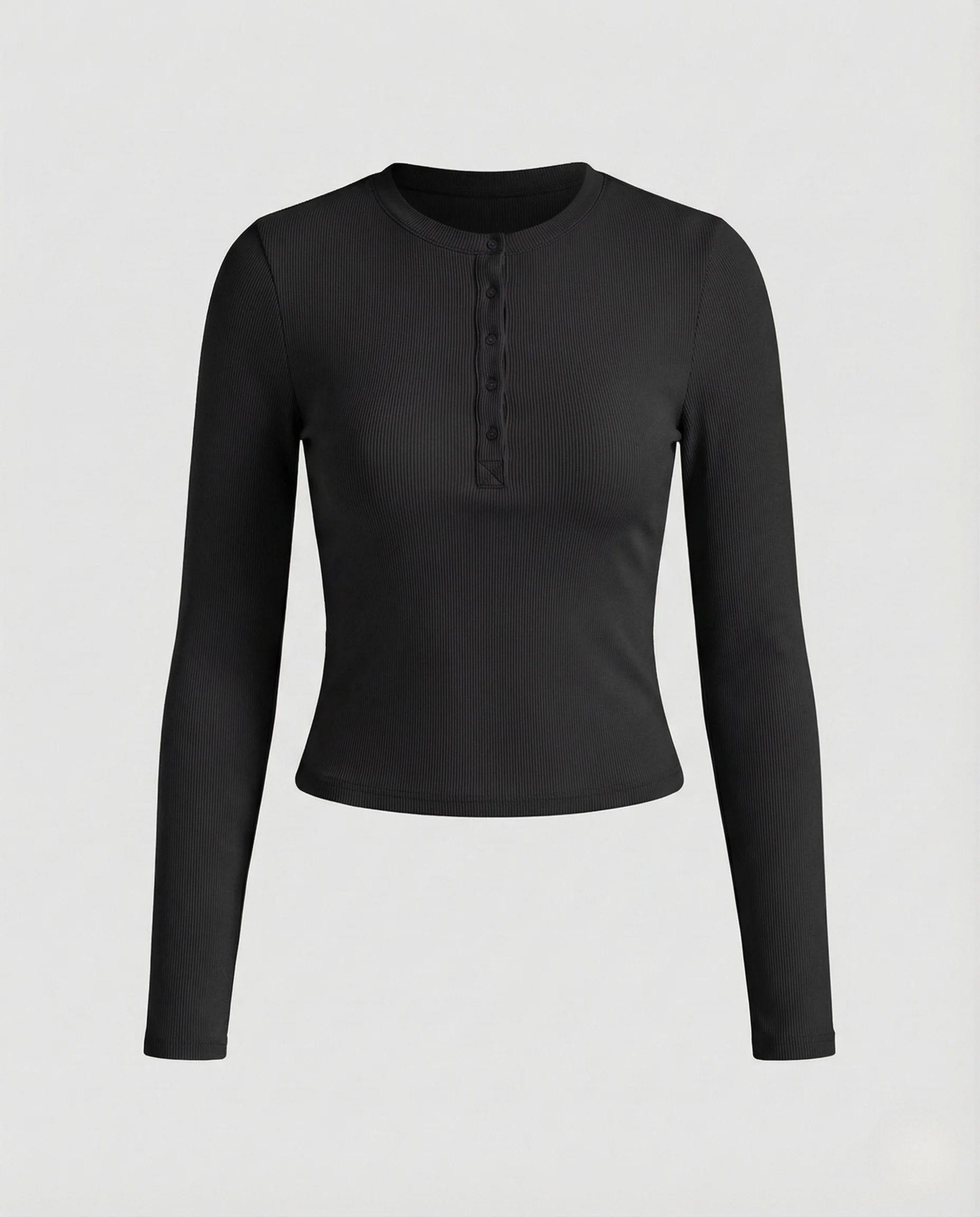 Damen Ripp Langarmshirt Druckknopfleiste - Image 6