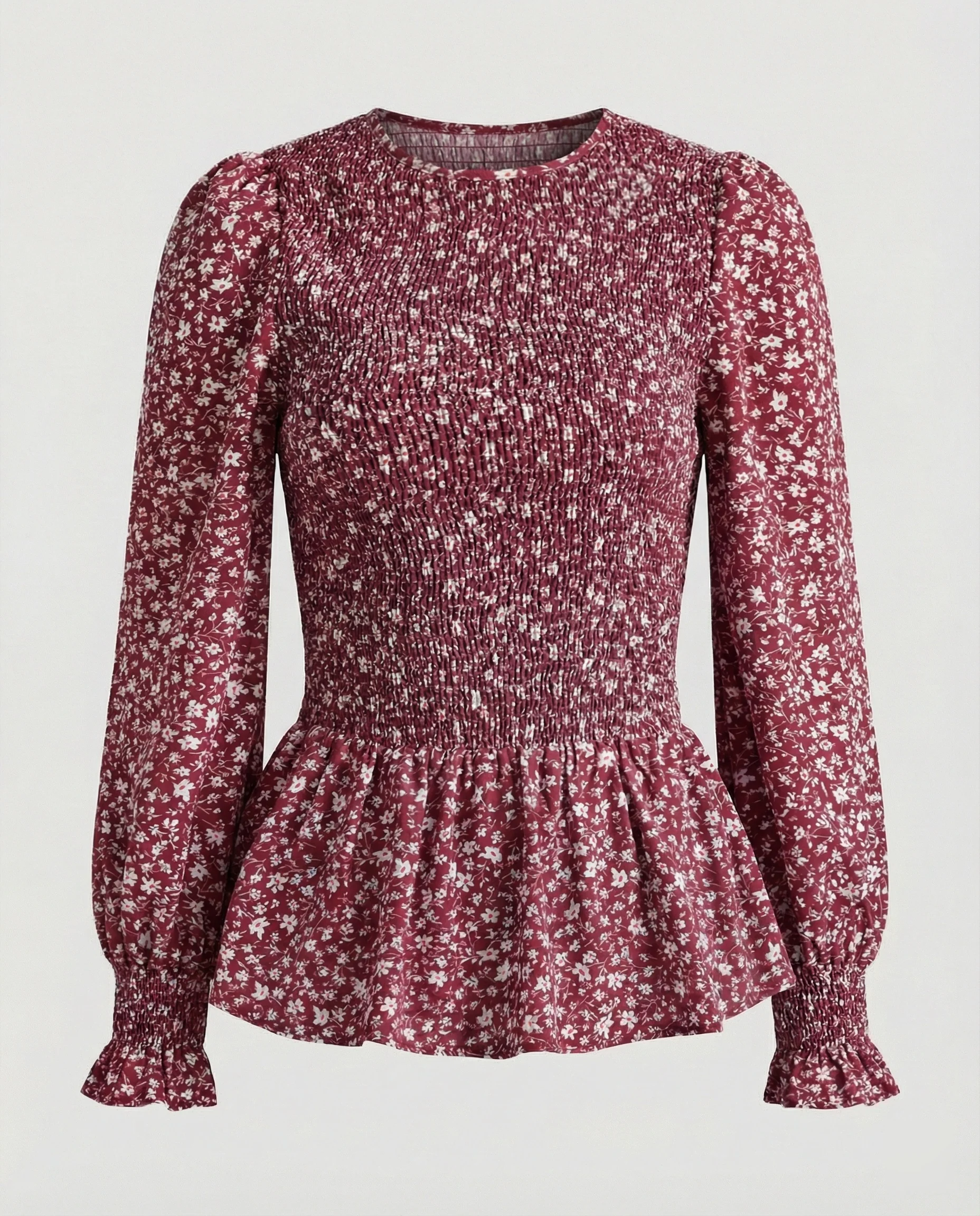 Bluse Damen Peplum Gesmokt - Image 10