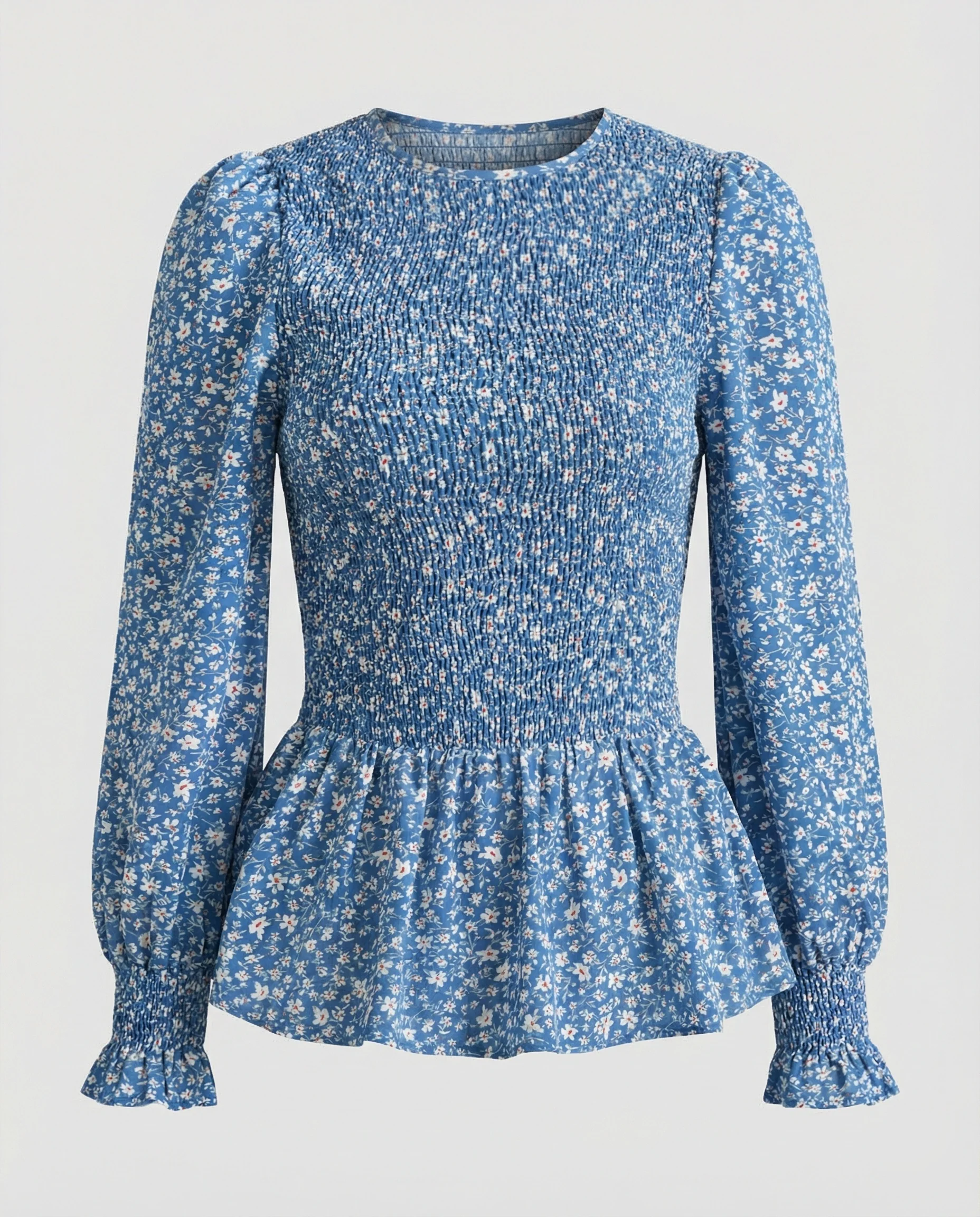 Bluse Damen Peplum Gesmokt - Image 5
