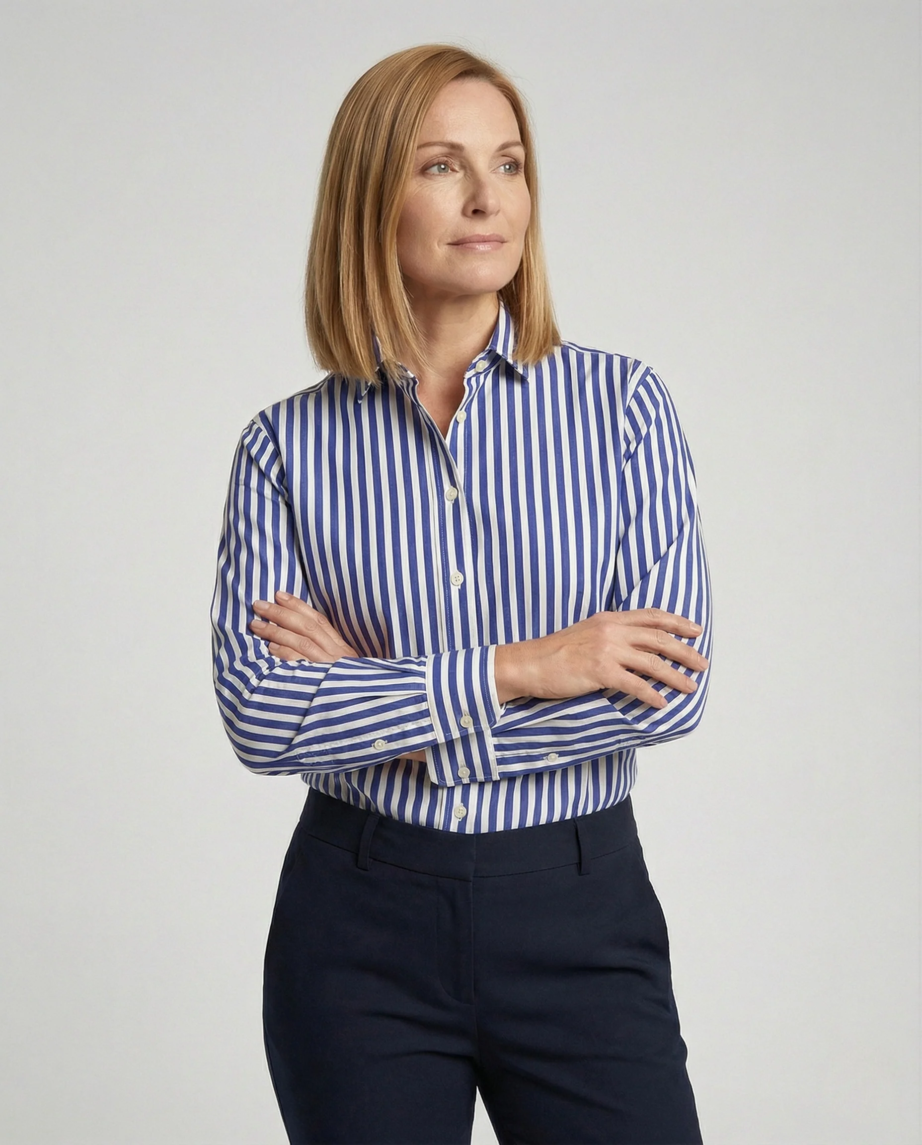 Damen Bluse Baumwolle gestreift Oversize - Image 2