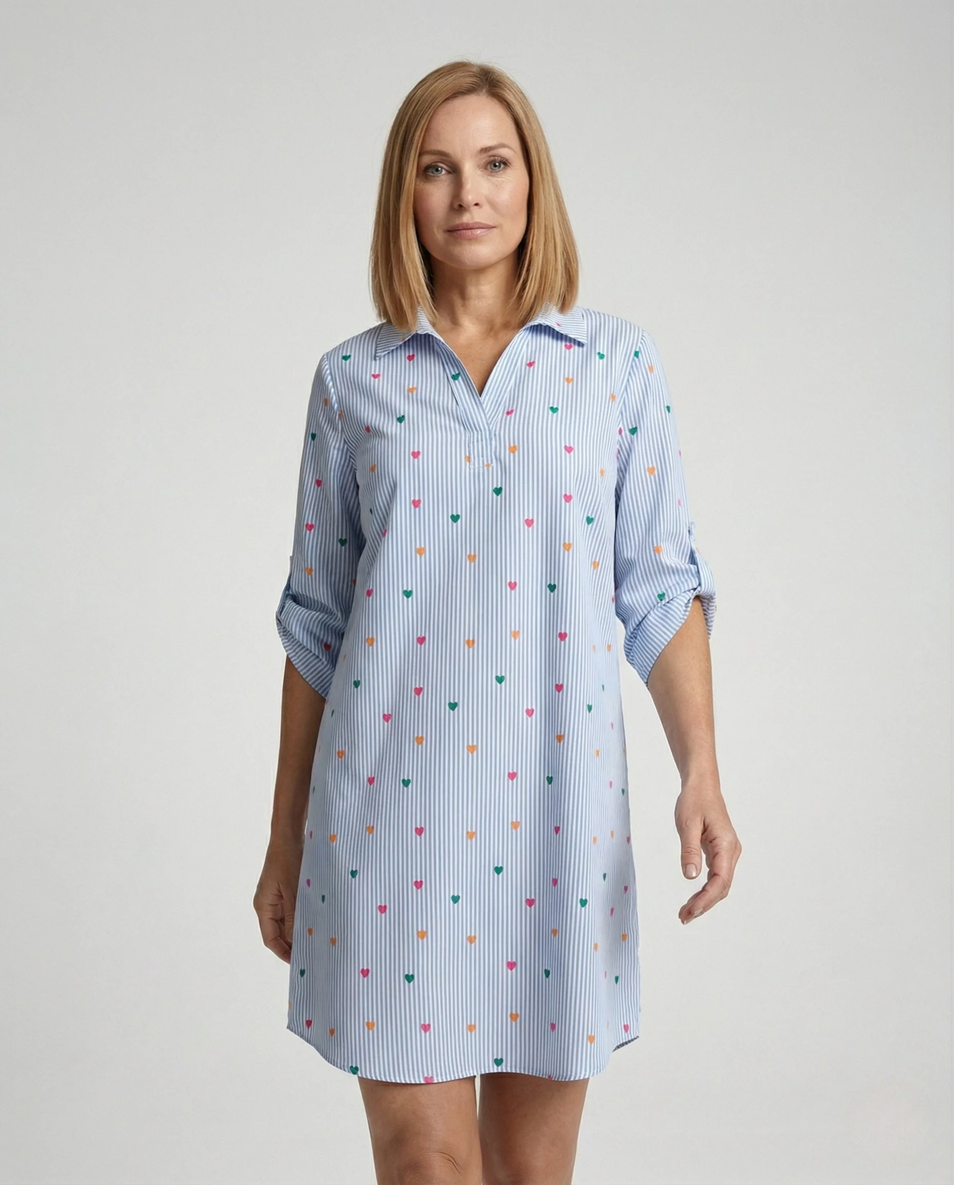 Damen Tunika Bluse V-Ausschnitt Print - Image 2
