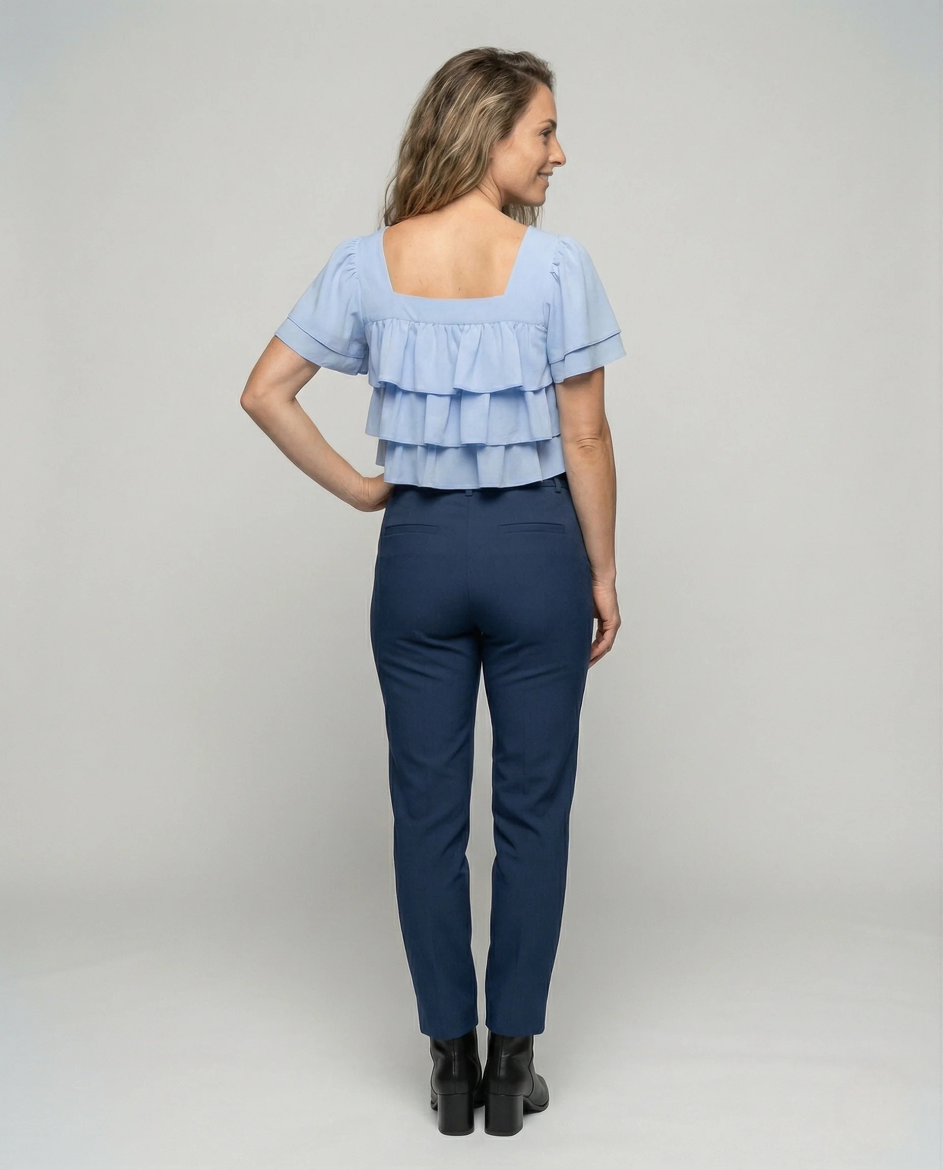 Damen Bauchfreies Volant Top mit Quadratischem Ausschnitt - Image 4