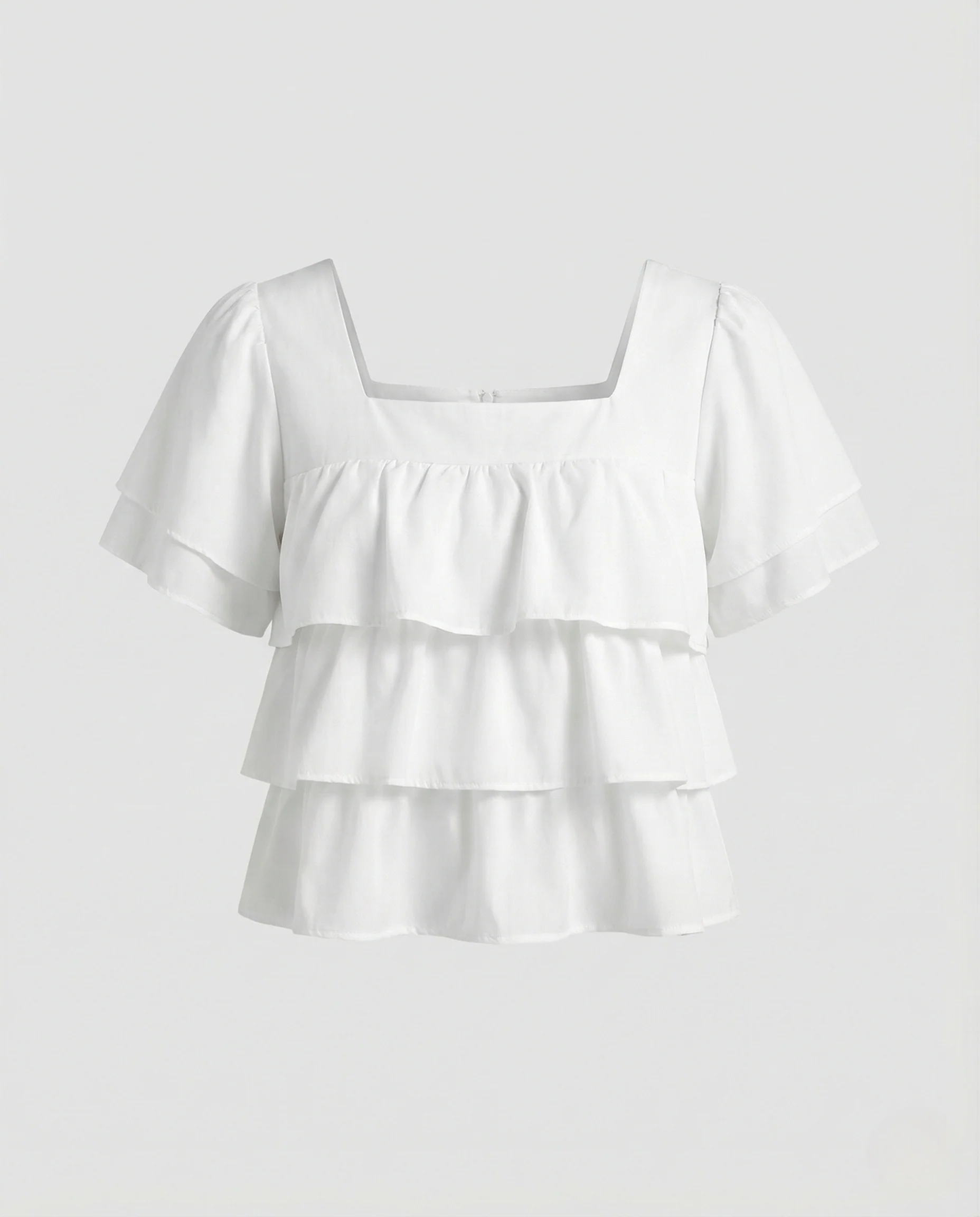Damen Bauchfreies Volant Top mit Quadratischem Ausschnitt - Image 5