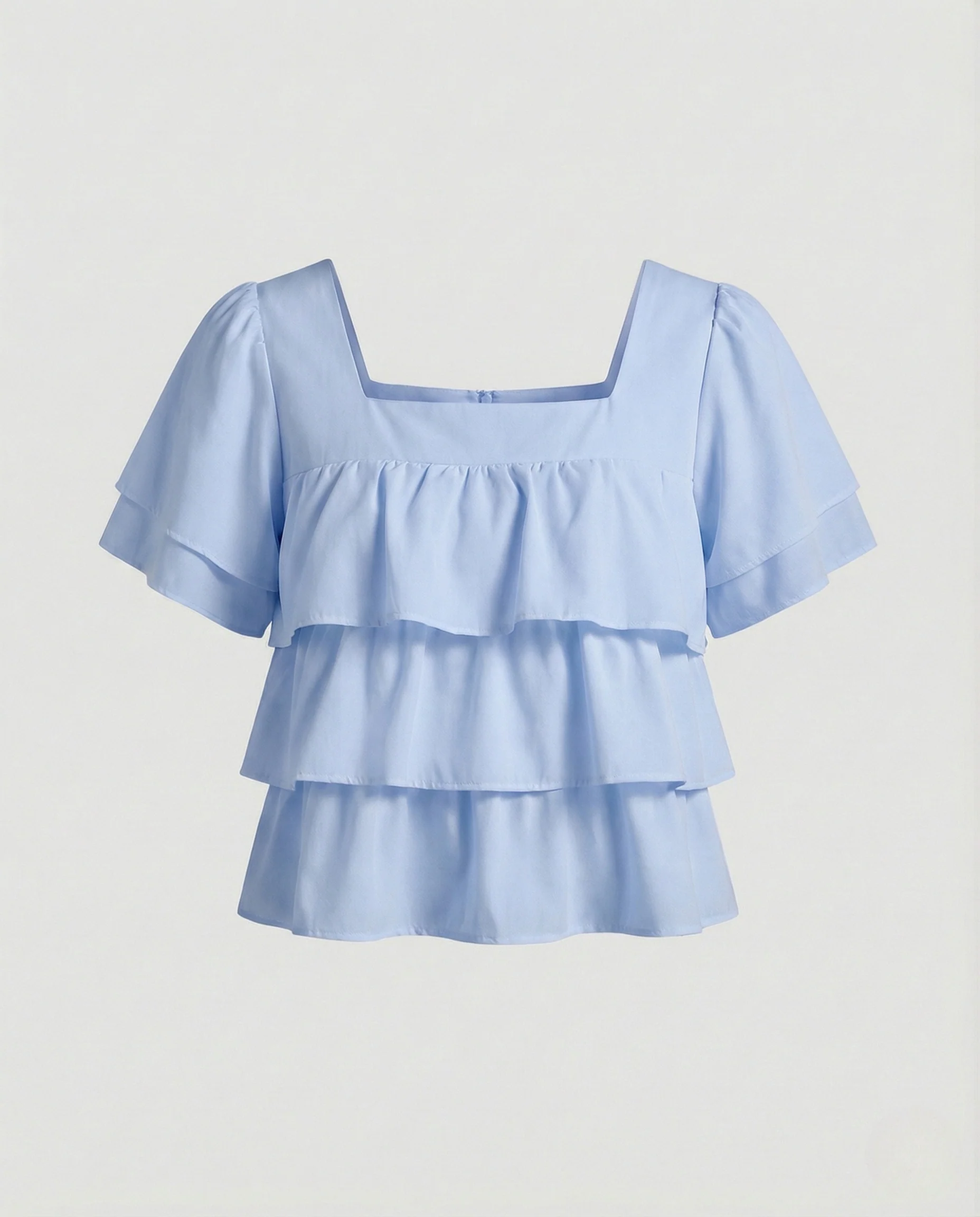 Damen Bauchfreies Volant Top mit Quadratischem Ausschnitt - Image 6