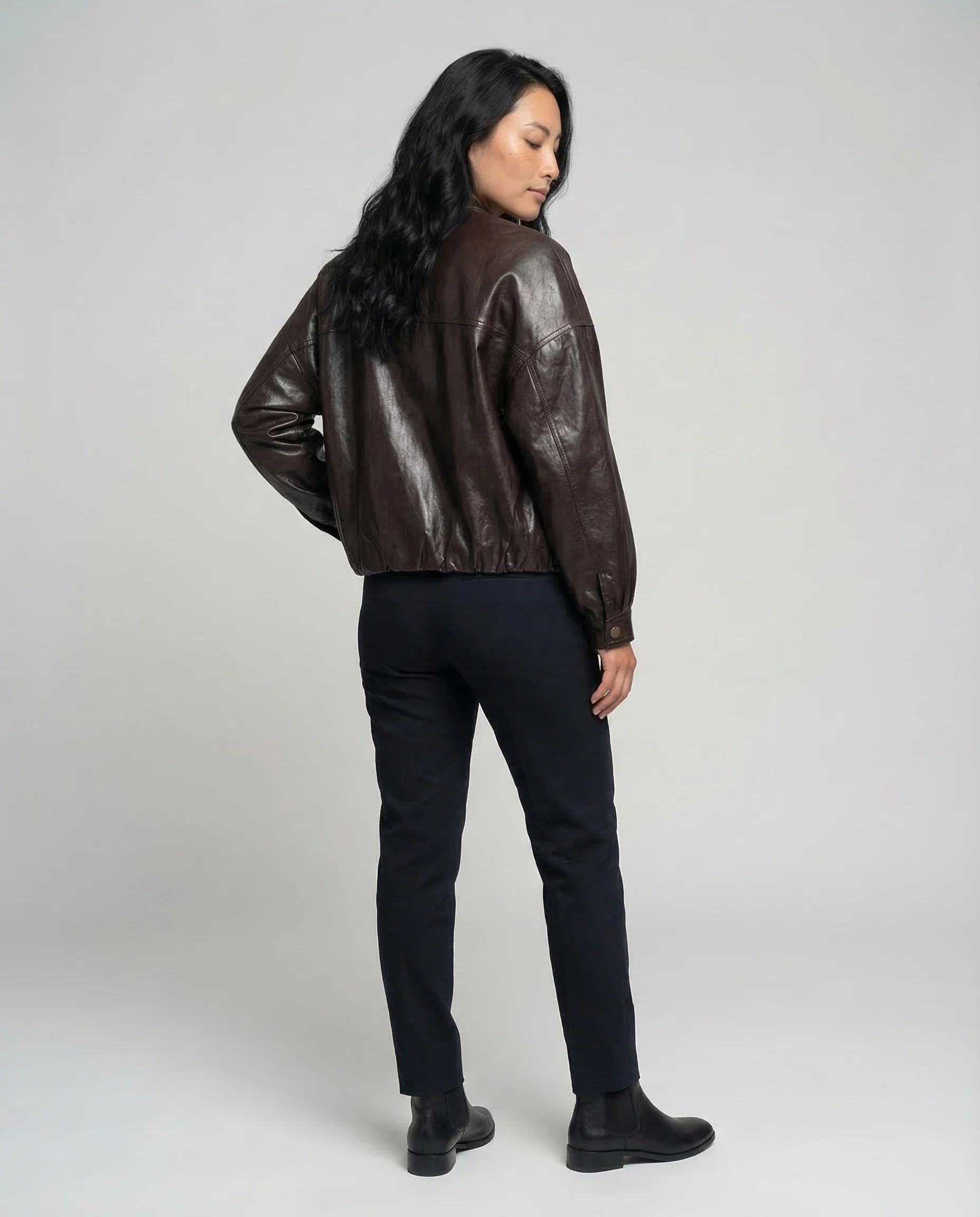 Damen Kunstleder Blouson Glänzend - Image 4