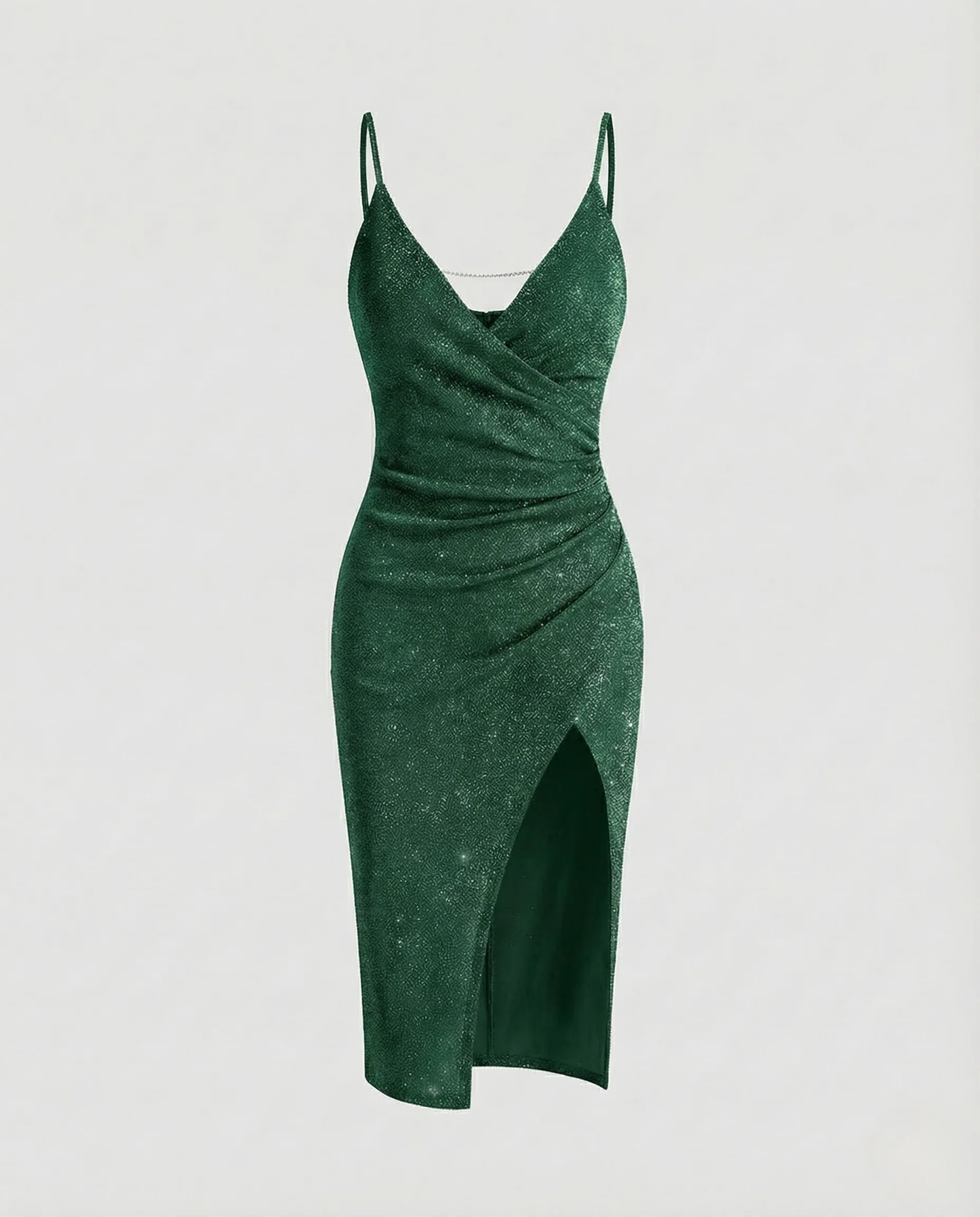 Damen Glitzer Minikleid Spaghettiträger Schlitz - Image 5